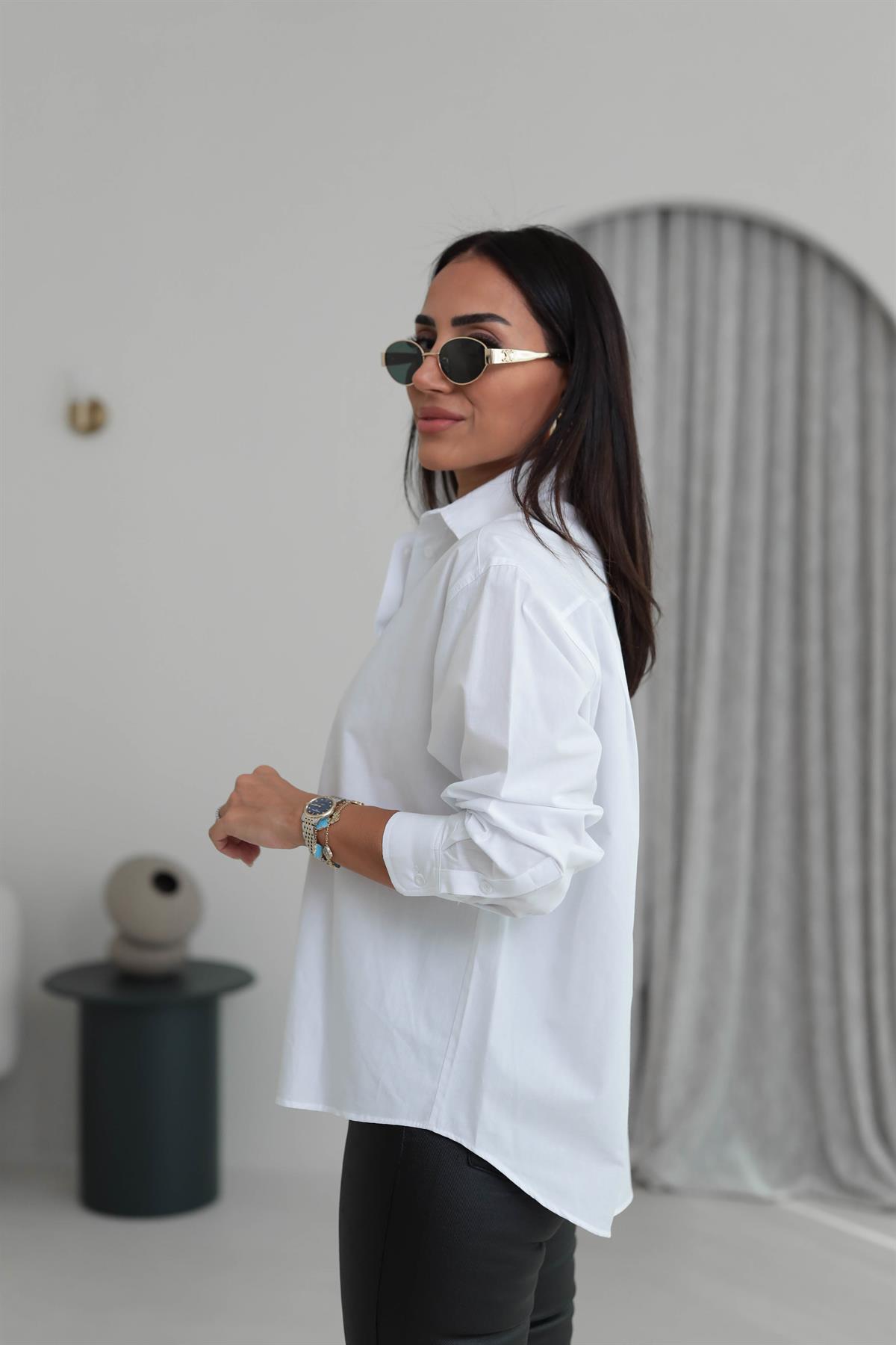 6985 Basic Pamuklu Gömlek BEYAZ