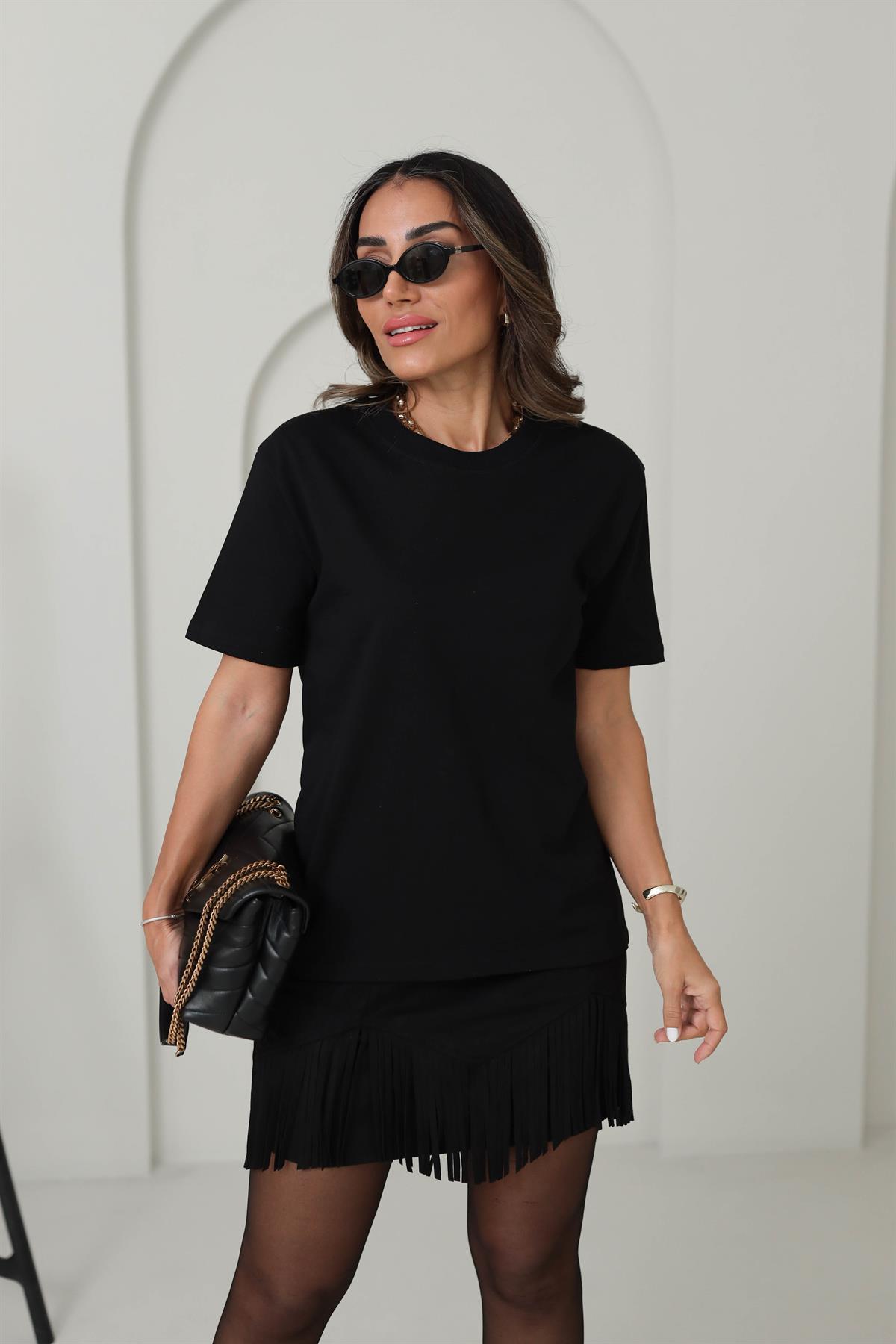 5469 Püsküllü Süet Etek