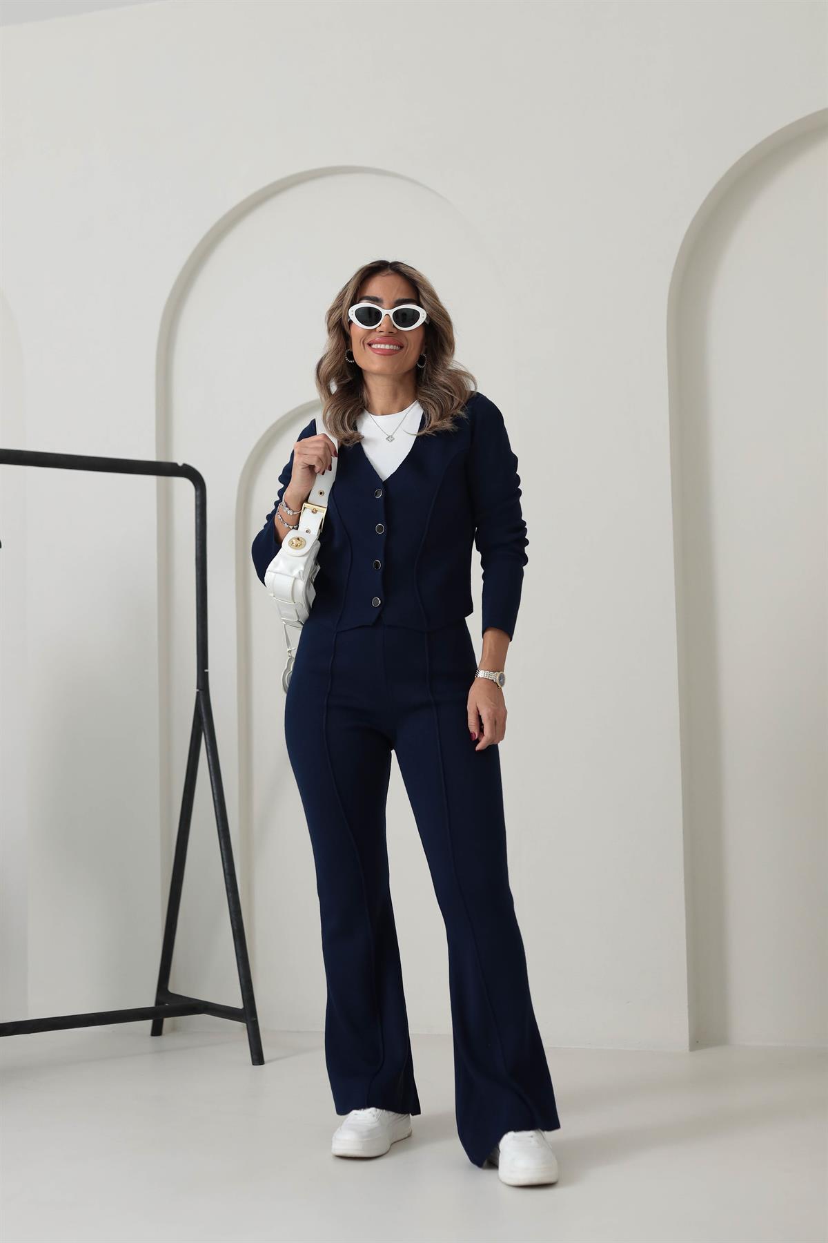Çimalı Triko Ceket & Pantolon Takım LACİVERT