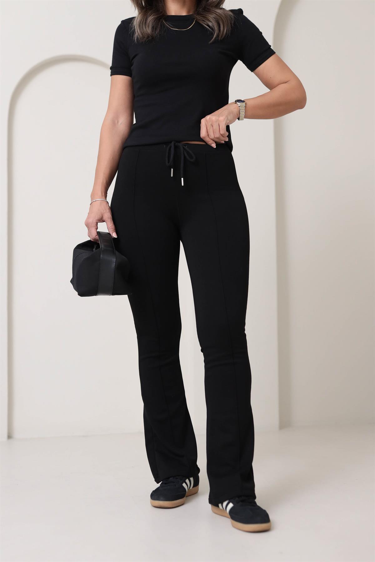 Za Ön Dikiş Detay İspanyol Paça Pantolon SİYAH