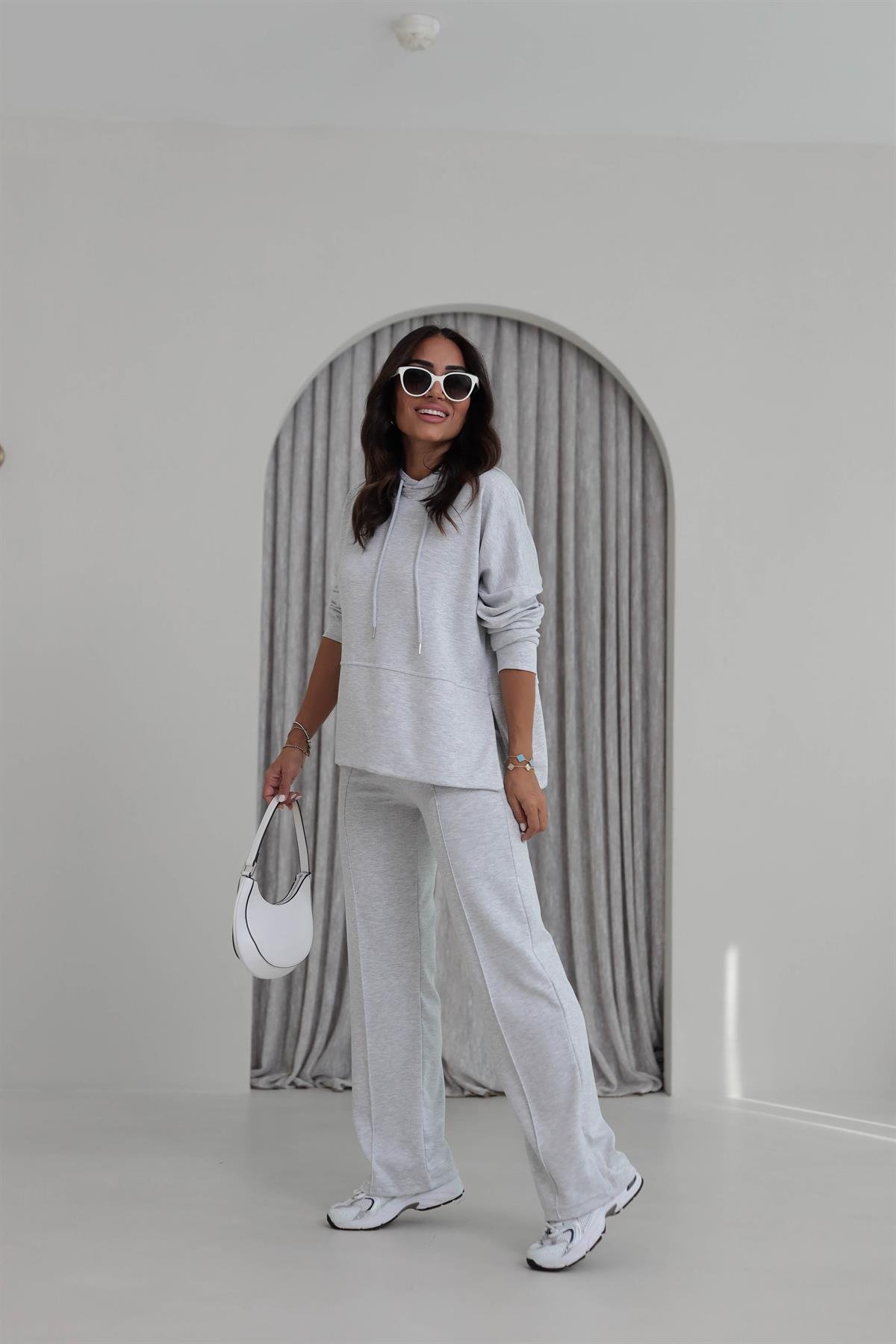 2130 Kapşonlu Uzun Kol Modal Penye Takım GRİ