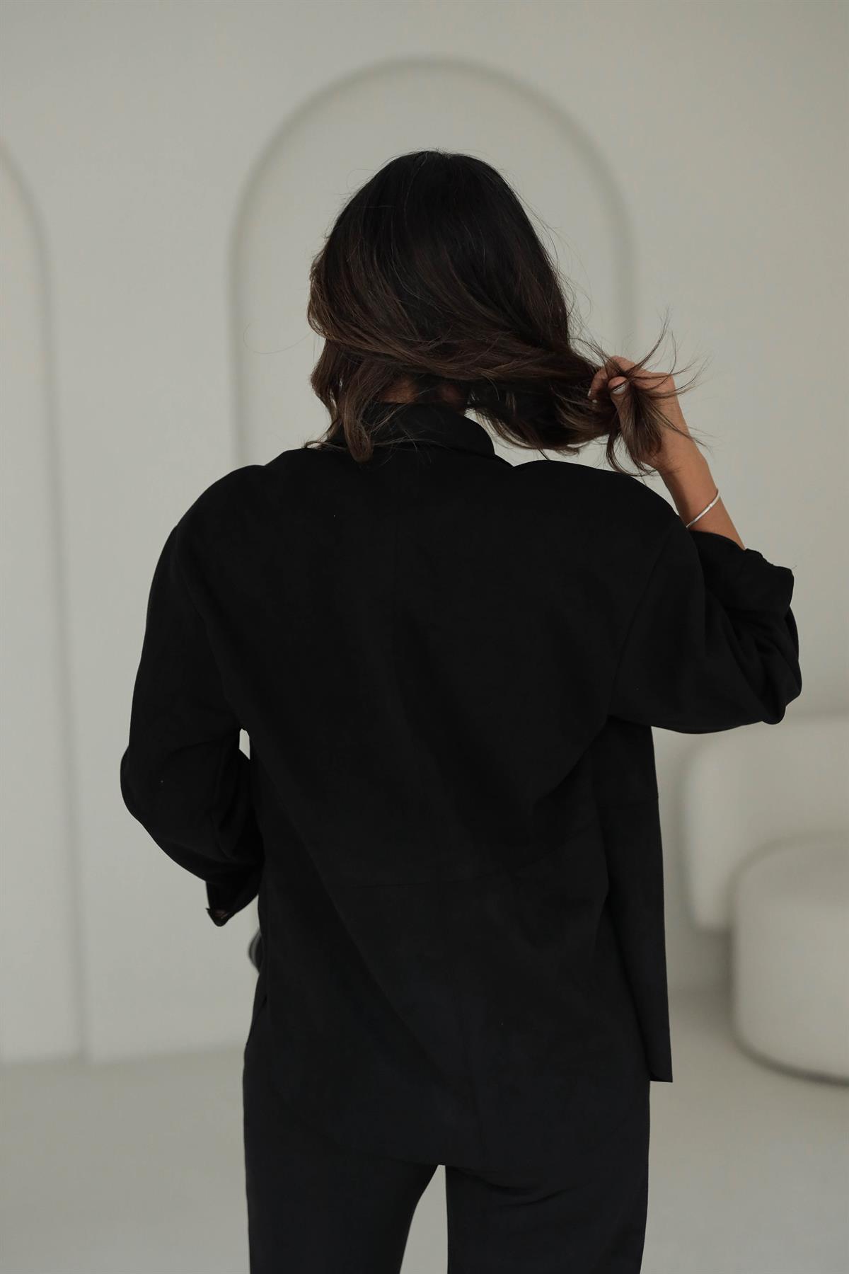 6557 Nubuk Gömlek SİYAH