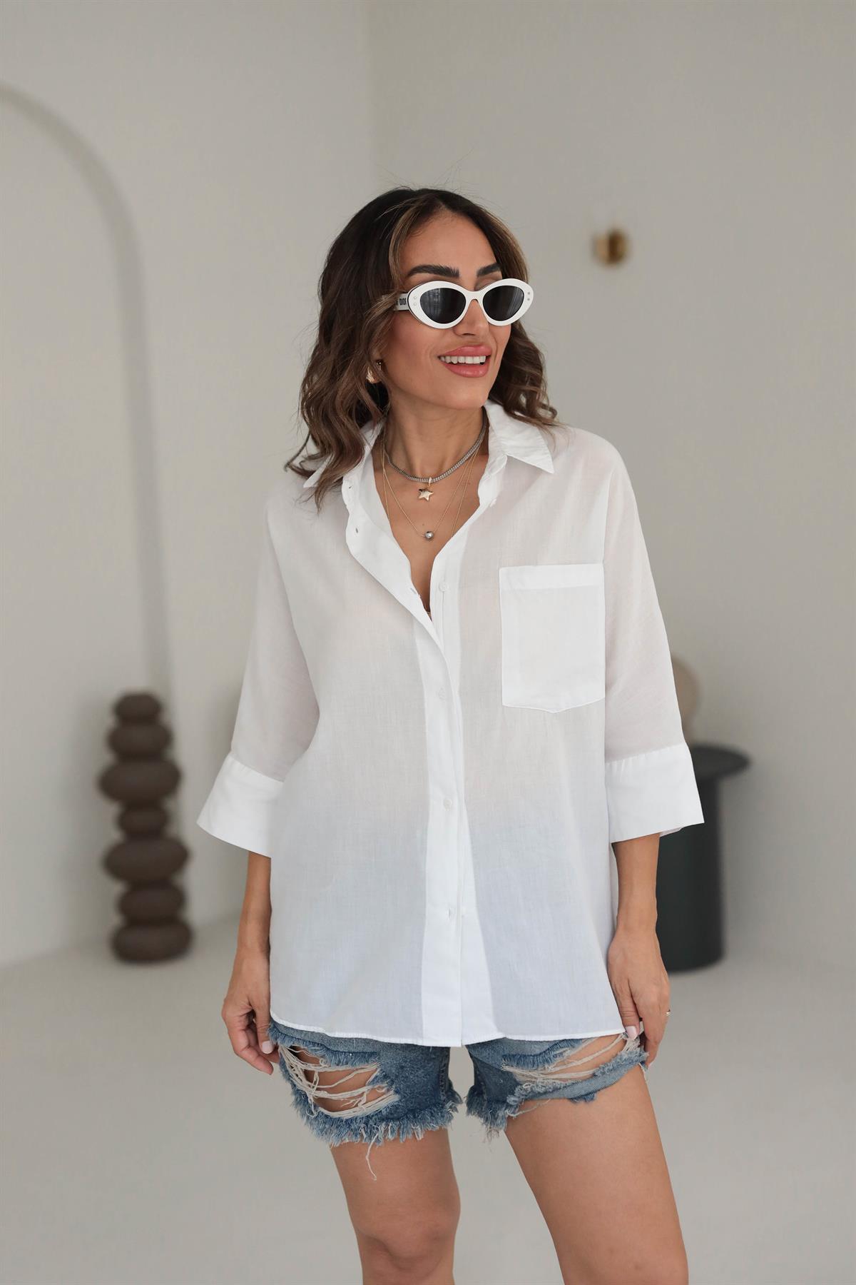 4309 Pamuklu Cep Detaylı Gömlek