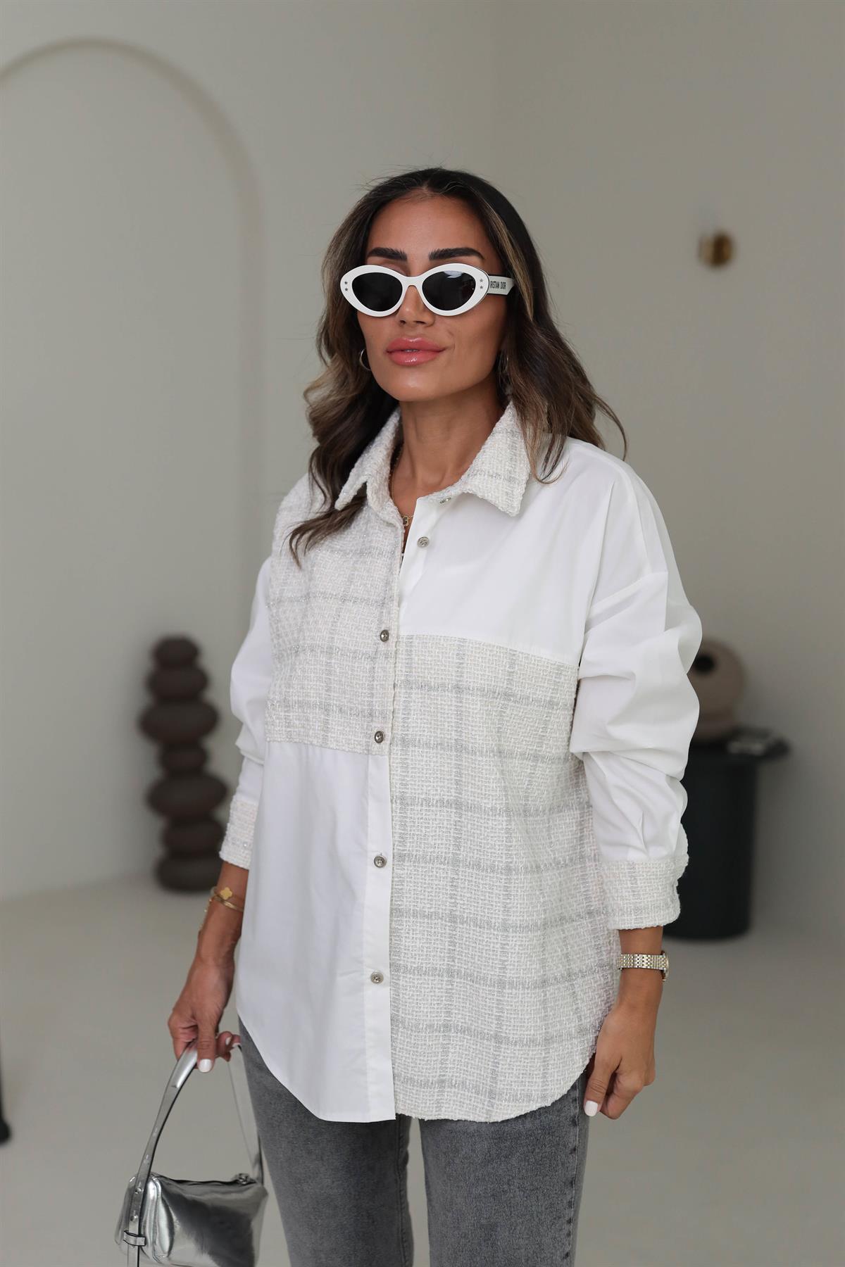 9075 Tüvit Garnili Poplin Gömlek Ceket