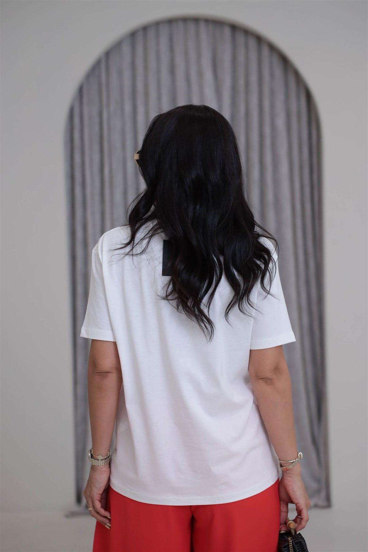 4305 Leopar Baskılı Pamuklu Tshirt BEYAZ