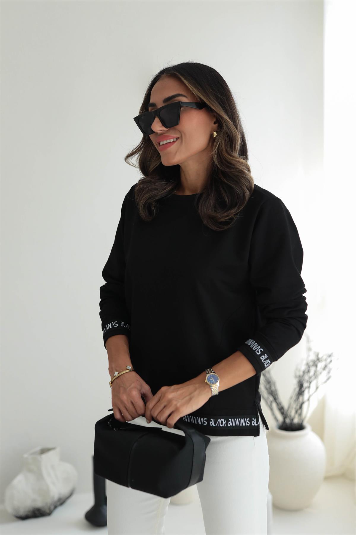 8982 Altı Yazı Şeritli Sweatshirt