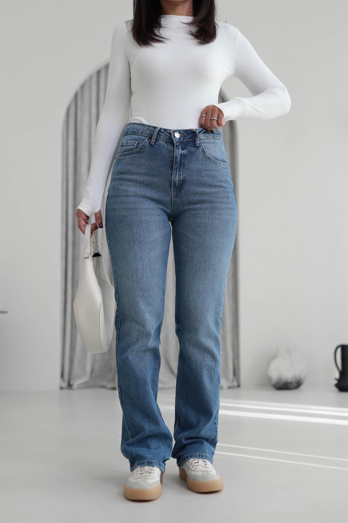 Za Likralı Straight Fit Jean AÇIK MAVİ