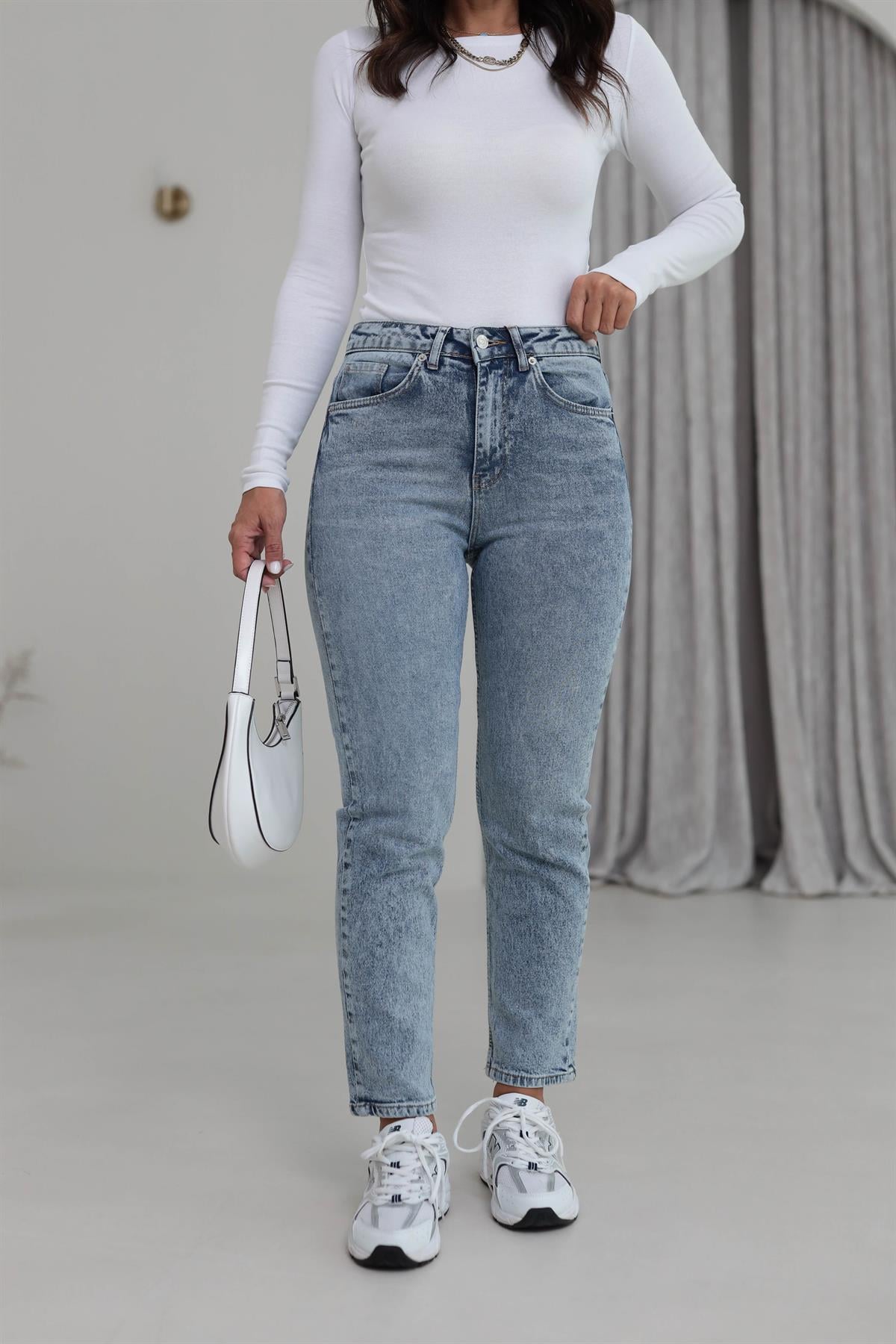 1419 ZA Likralı Mom Jean AÇIK MAVİ