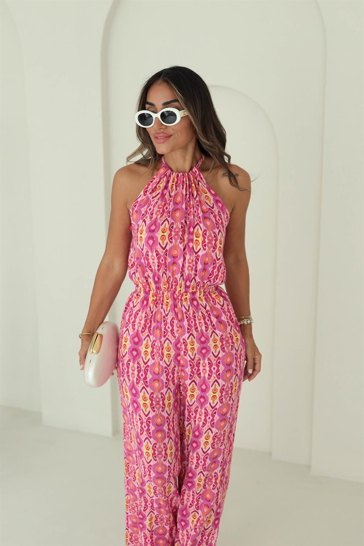 9187 Desenli Beli Lastikli Tulum