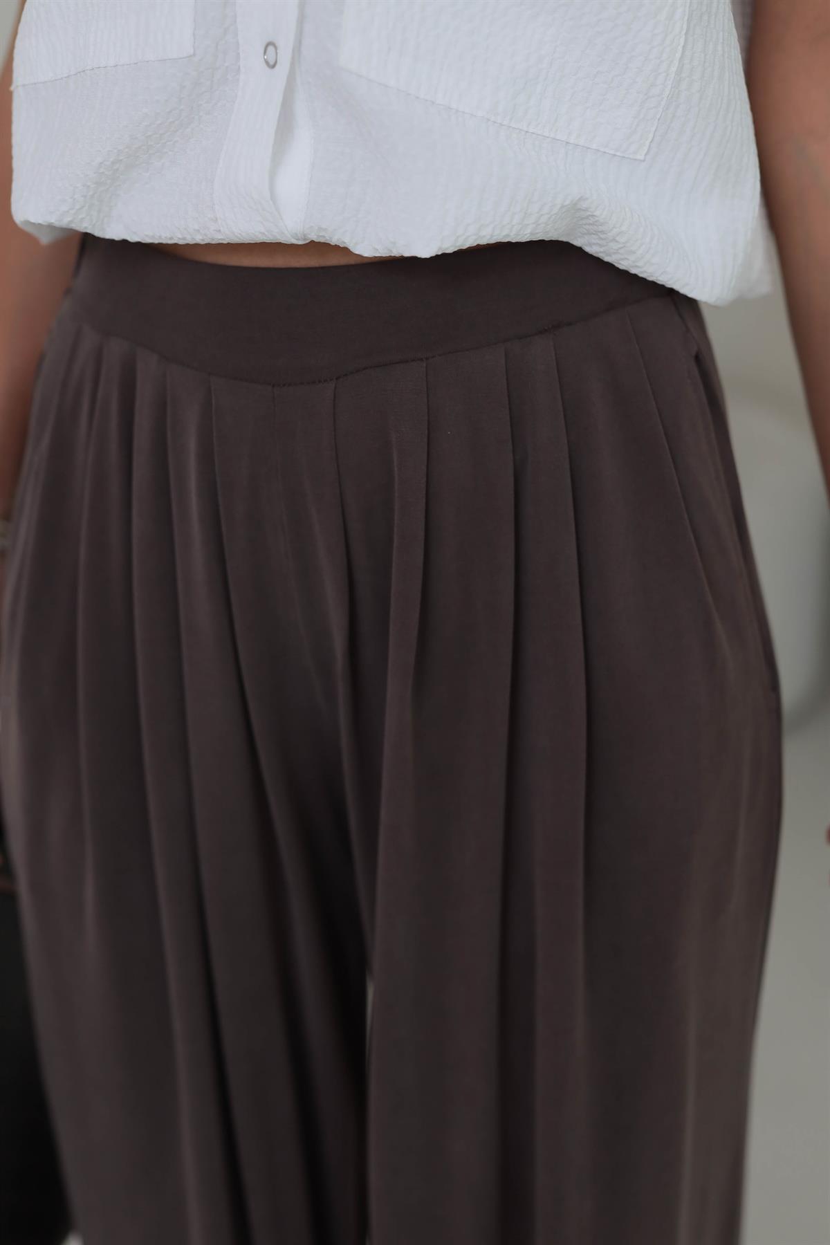 008 Oys Şalvar Modal Pantolon KAHVE