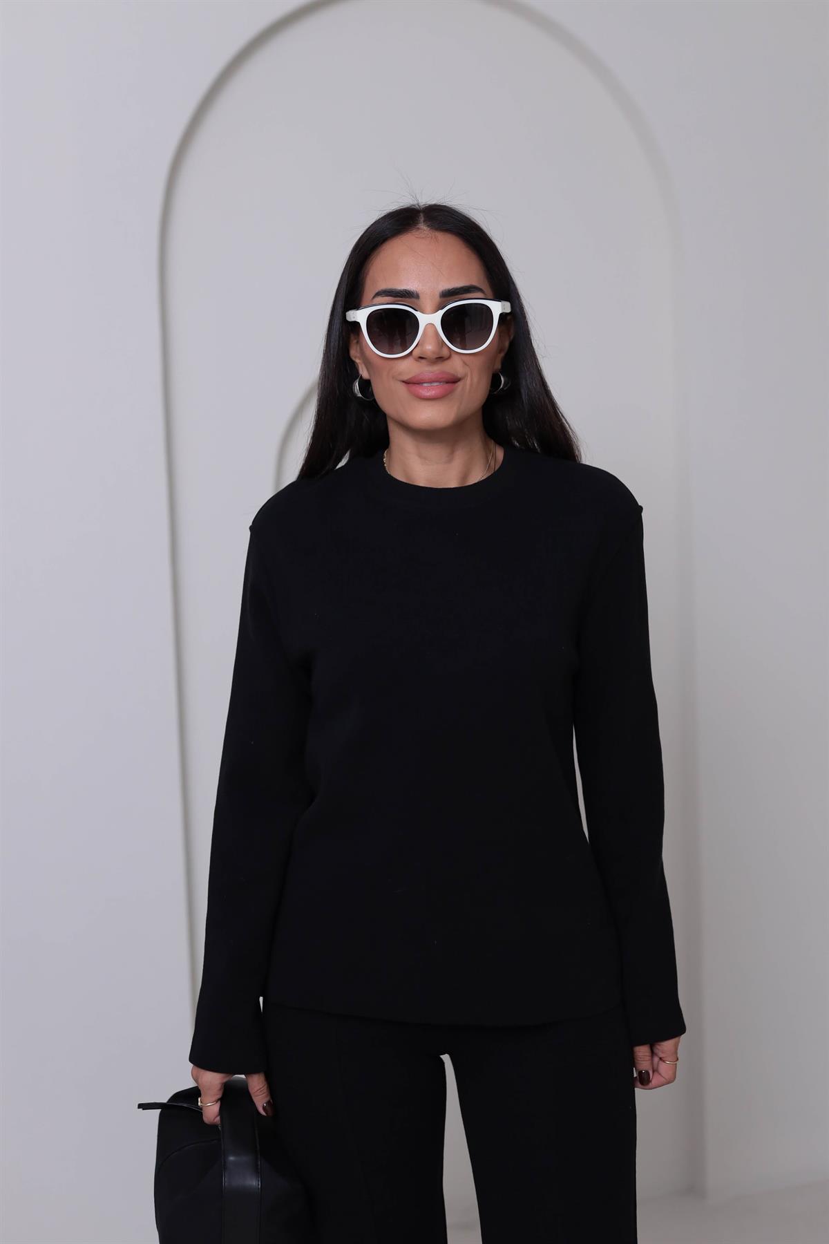 8432 Bisiklet Yaka Selanik Kumaş Takım SİYAH