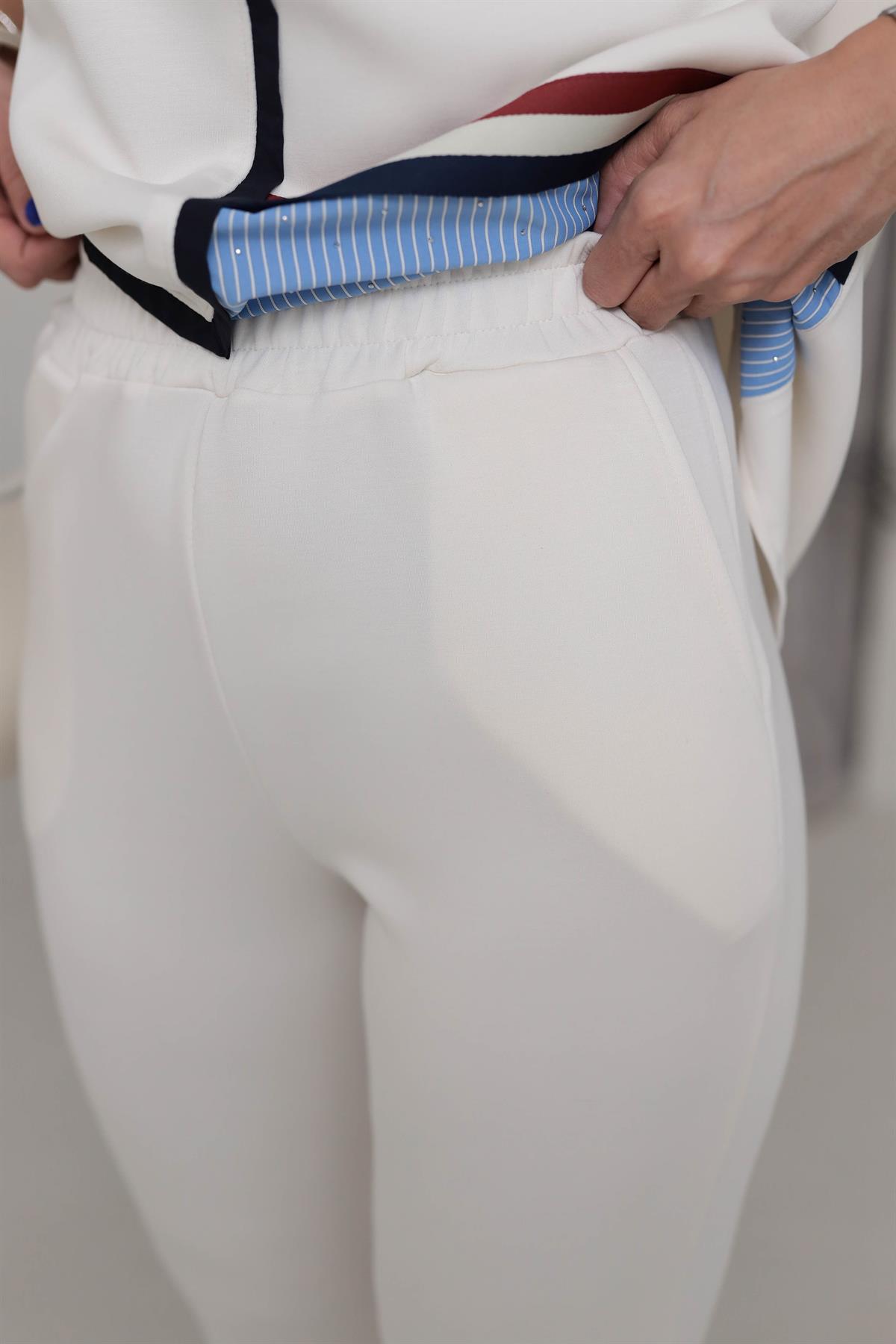 5714 Modal Kumaş Jogger Pantolon EKRU