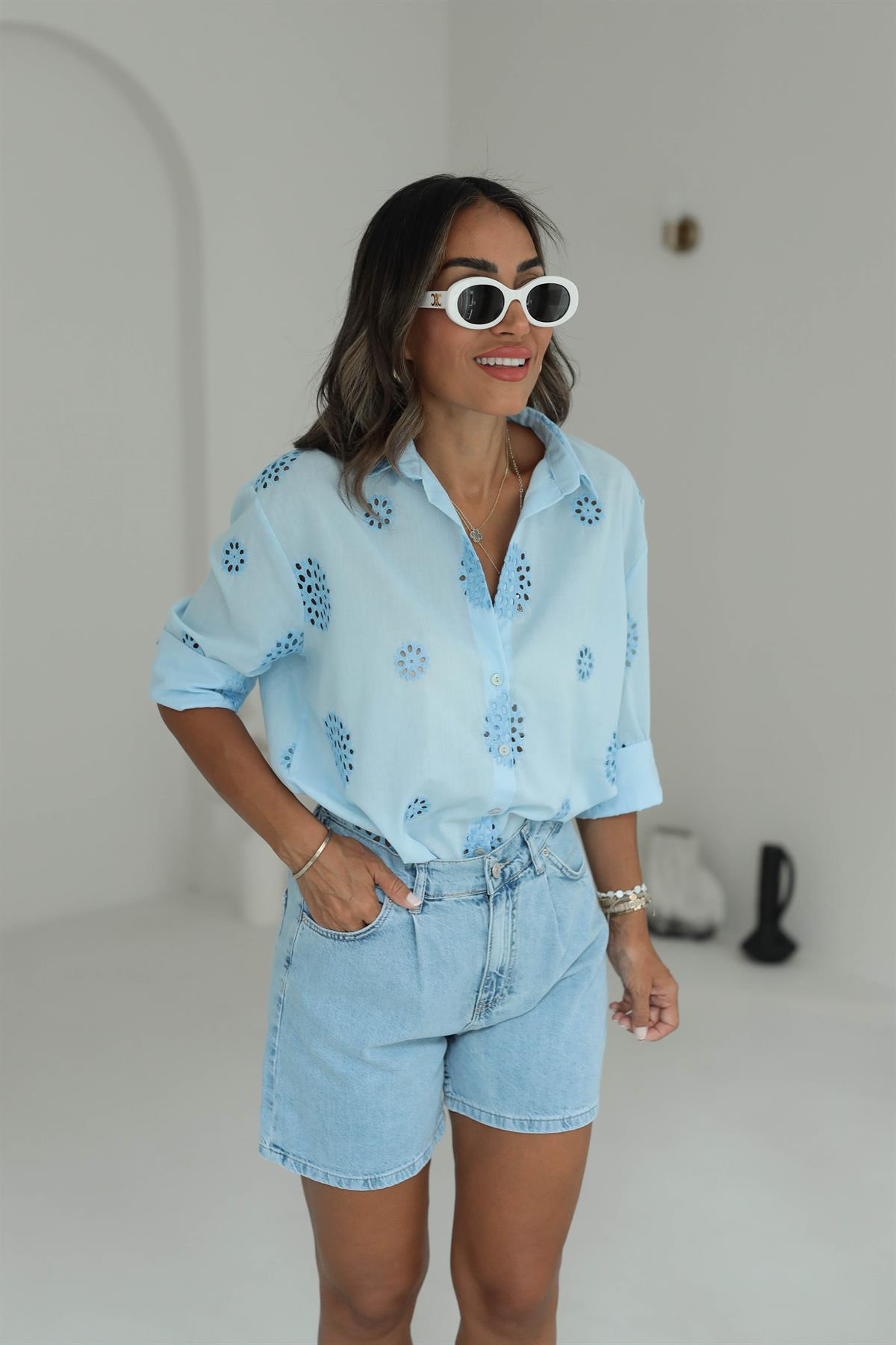 6301 Fisto Çiçekli Gömlek