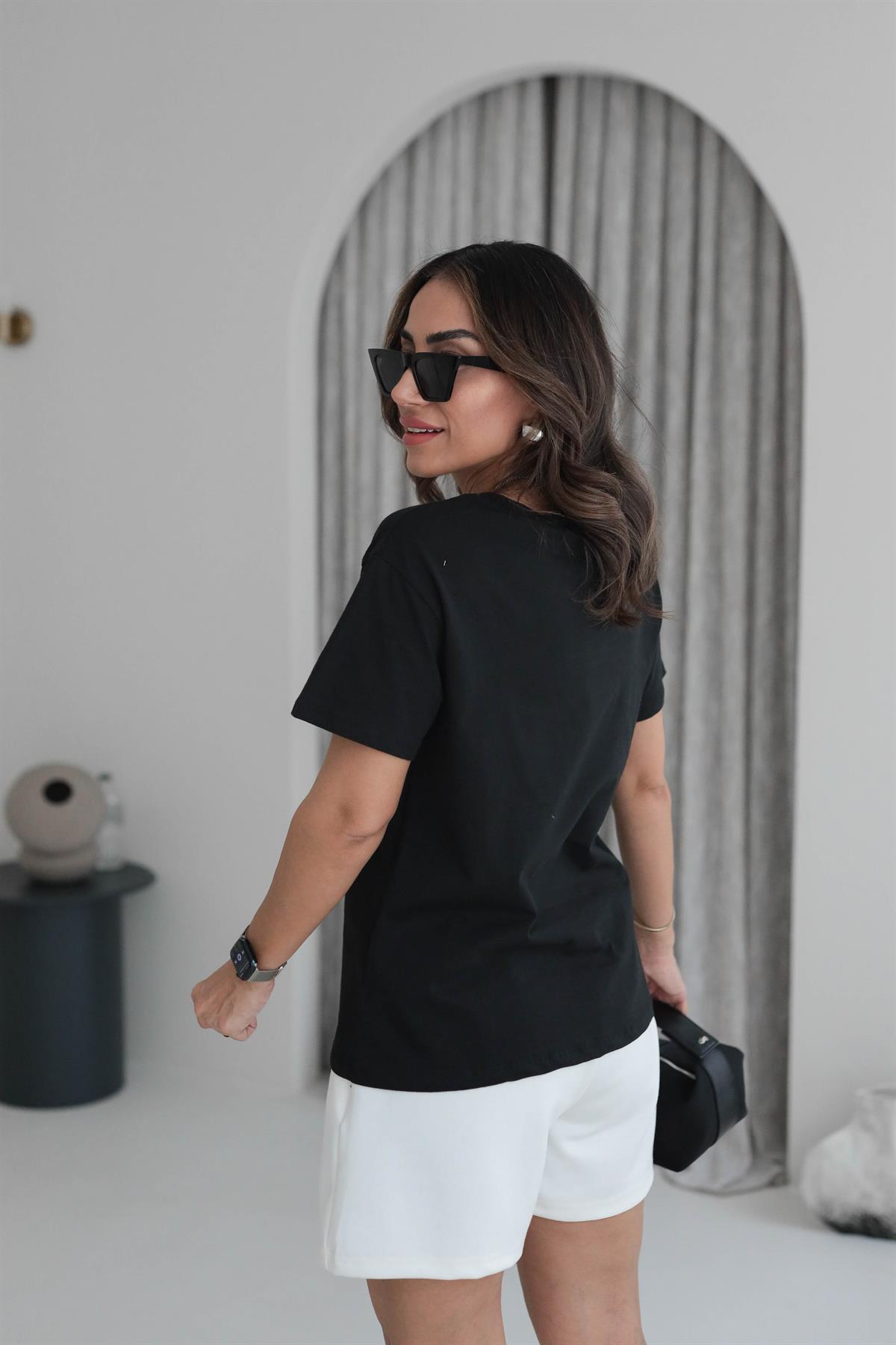 5341 Cep Drop Detaylı V Yaka Tshirt