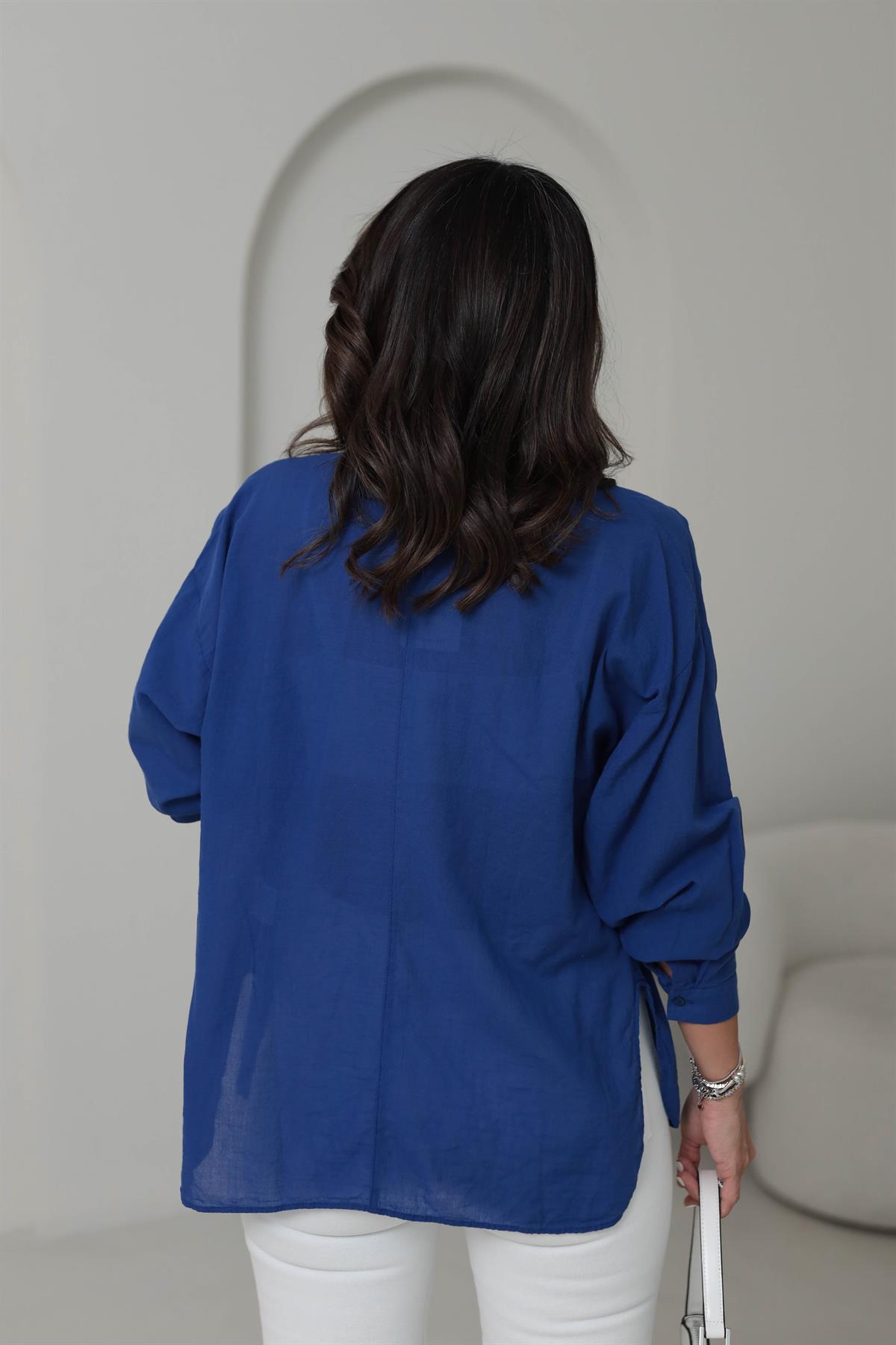 4294 Cep Detaylı Pamuklu Dokulu Gömlek SAKS