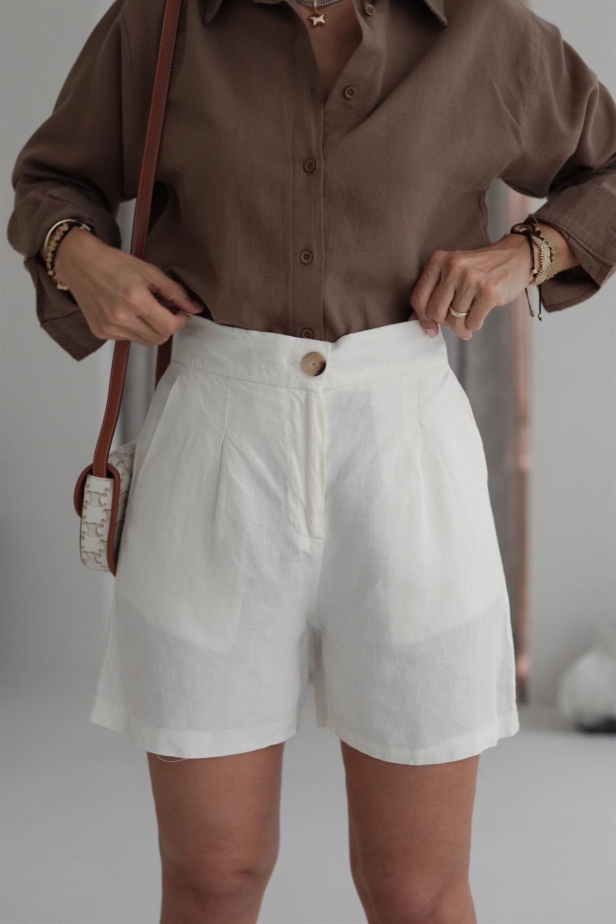 6211 Ham Keten Şort