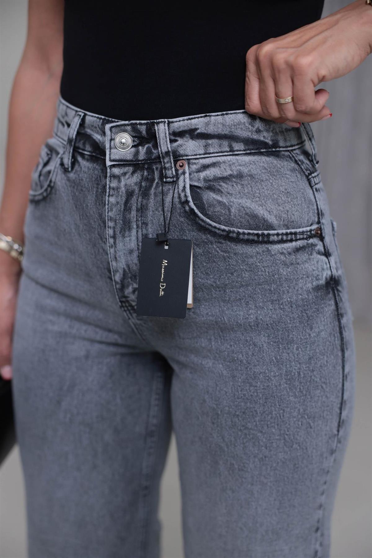 Yüksek Bel Wide Leg Jean GRİ