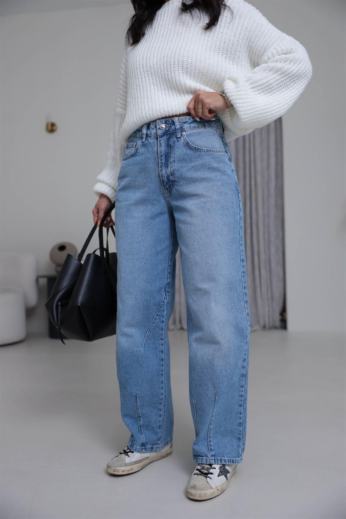 703 Paça Çift Pensli Boyfriend Jean AÇIK MAVİ