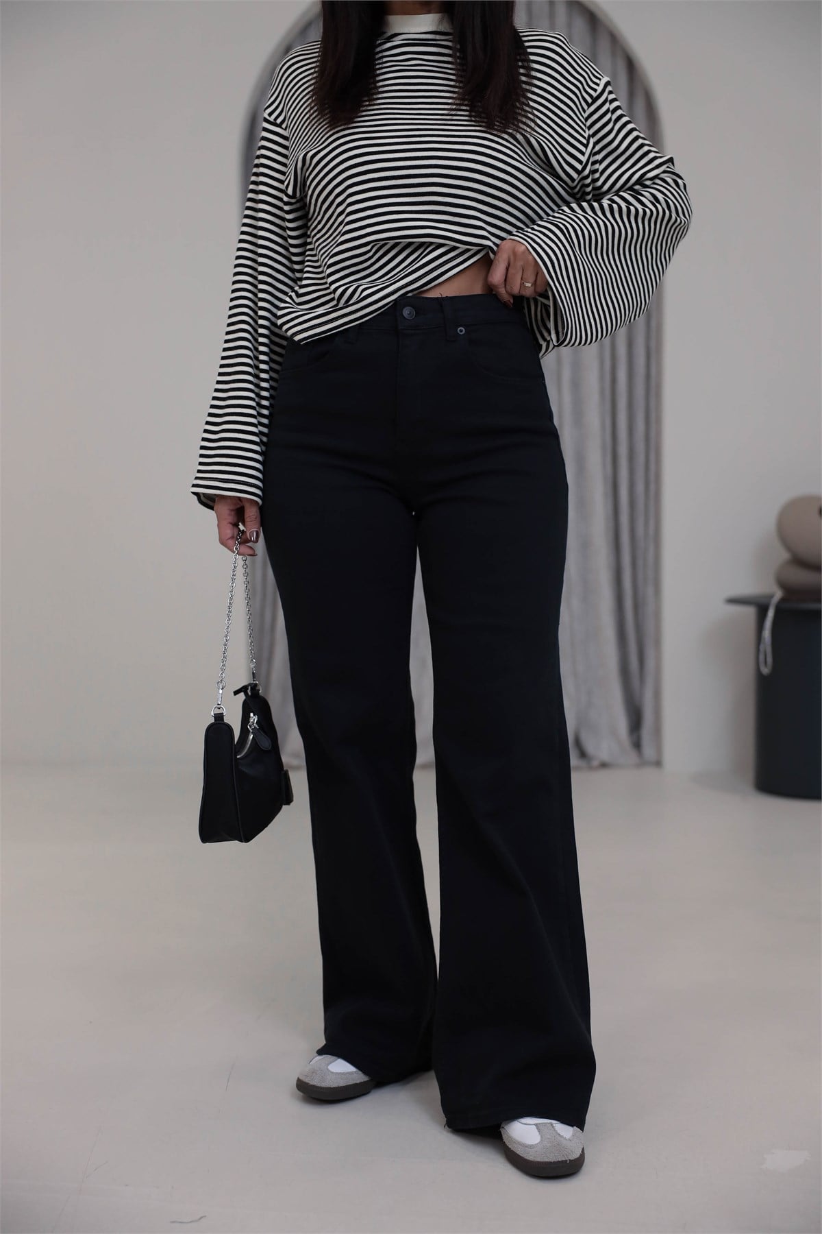 4124 Massi Wide Leg Jean KOYU SİYAH
