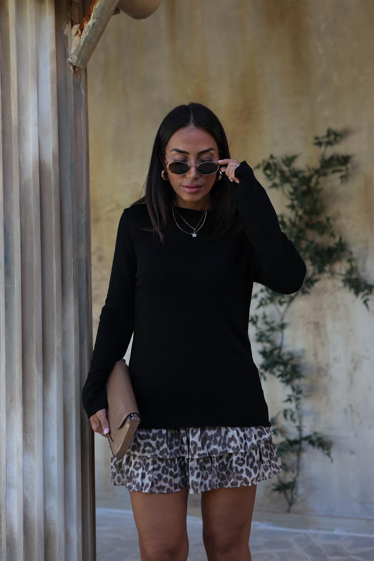 5172K Mevsimlik Brumel Triko Bluz SİYAH