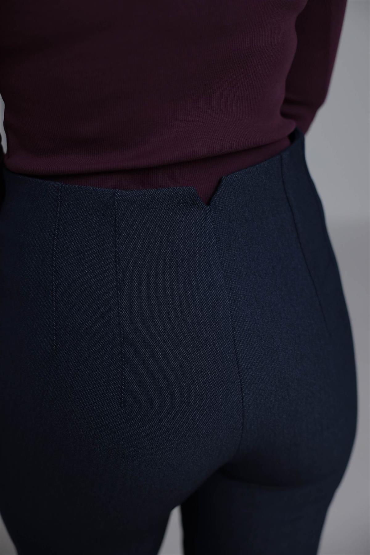 U5113-K Önü Flotalı Kumaş Pantolon KIRÇILLI LACİVERT