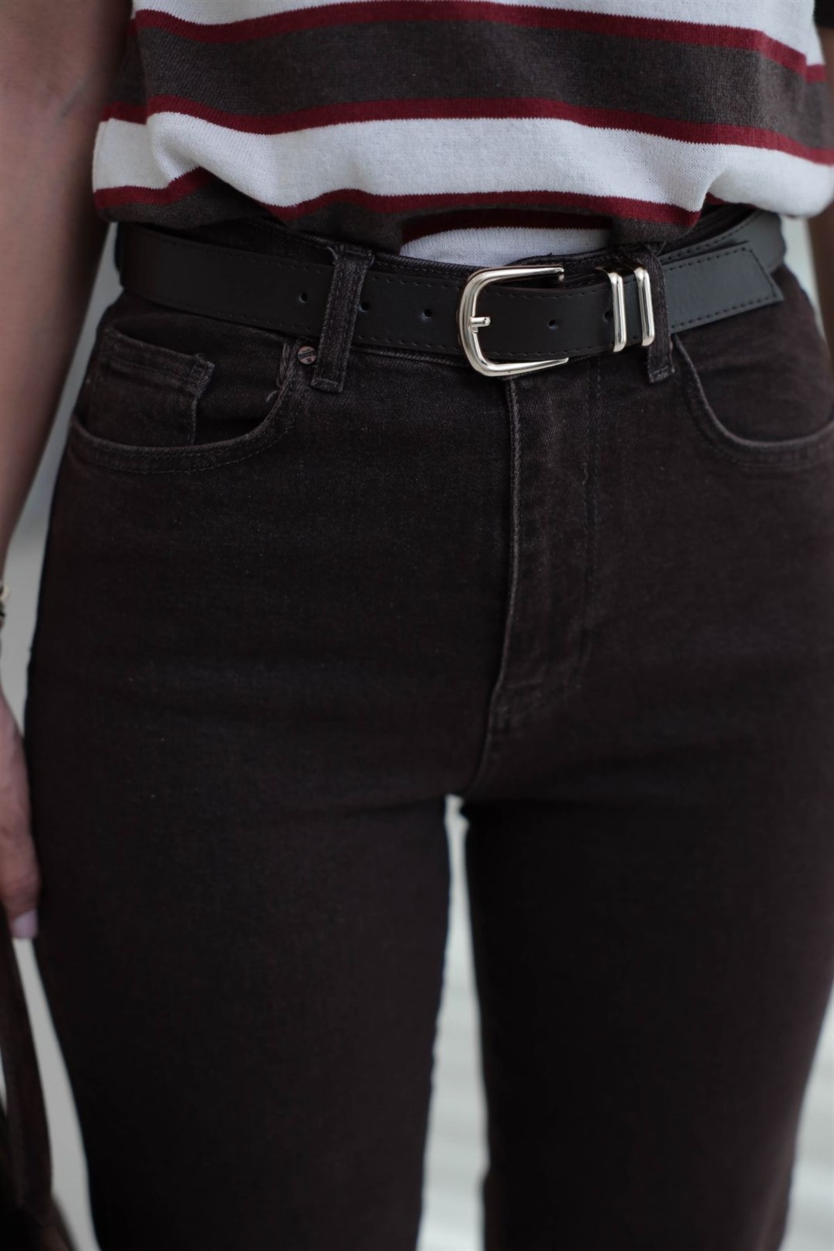 700 Yüksek Bel Kemerli Likralı Jean ACI KAHVE