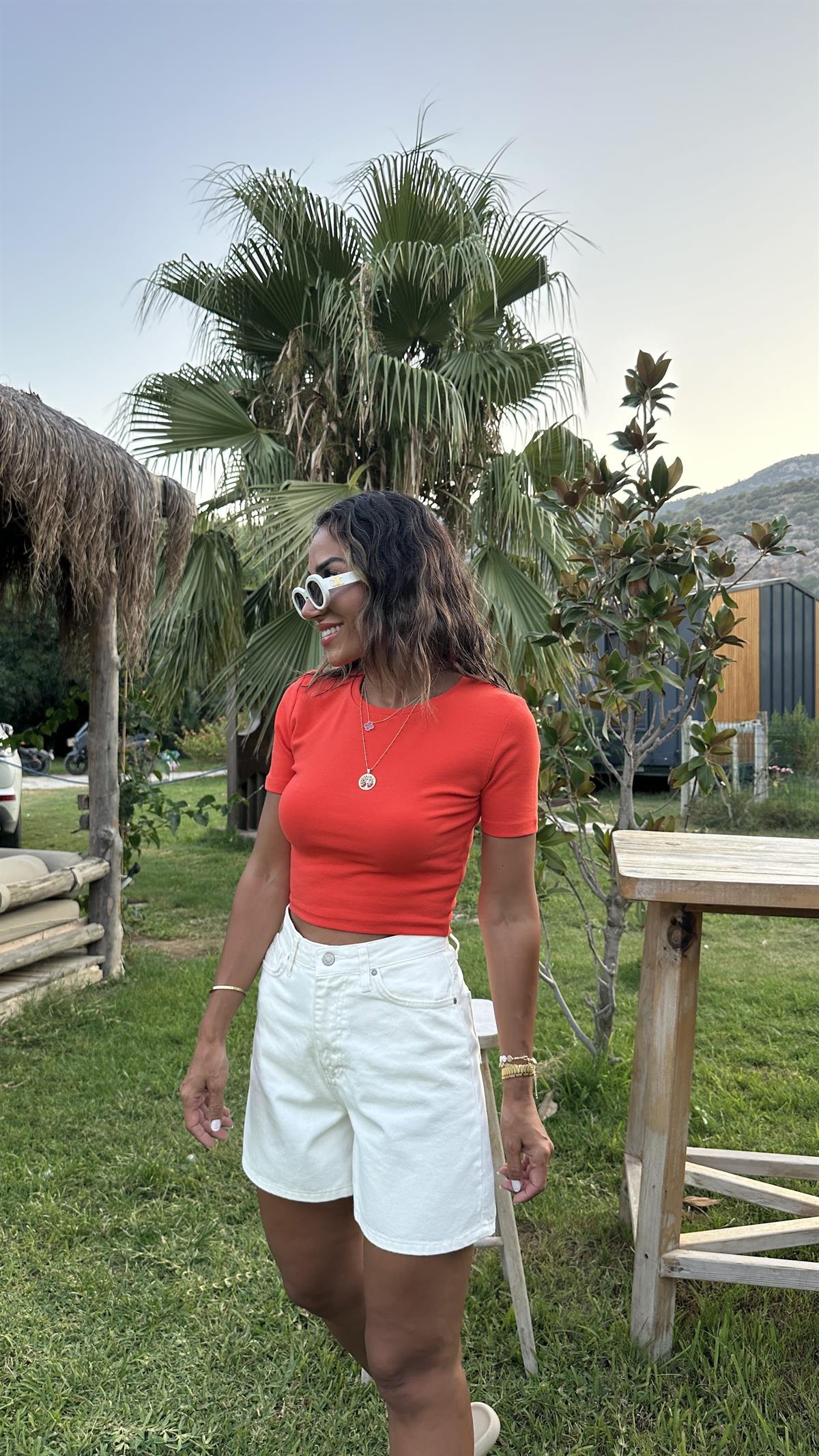 0124 Pamuklu Crop Tshirt