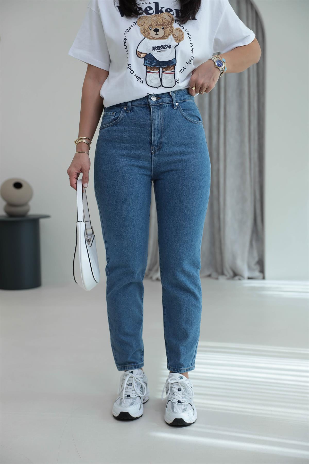 Orj İpkyl Mom Fit Jean MAVİ