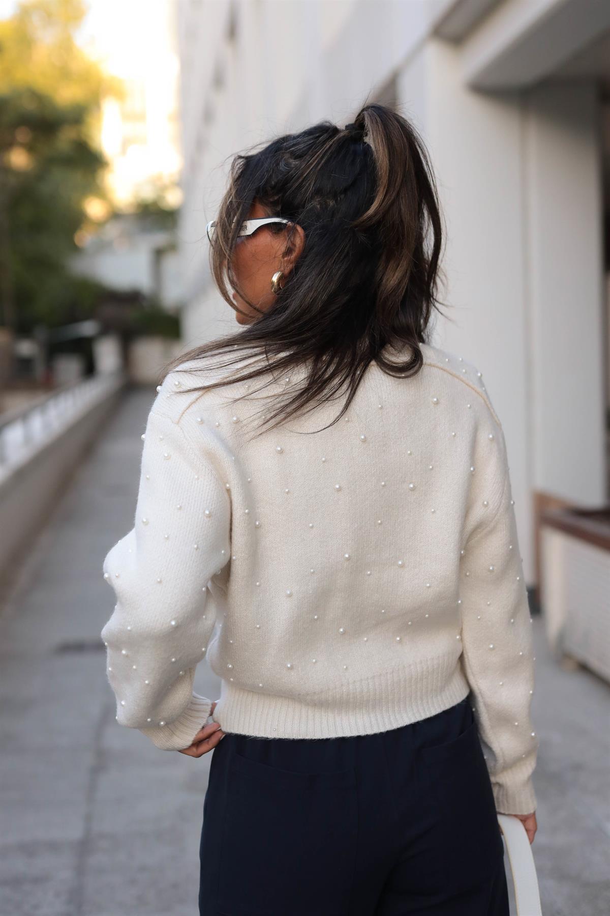 2238 İnci Detay Triko Bomber Ceket