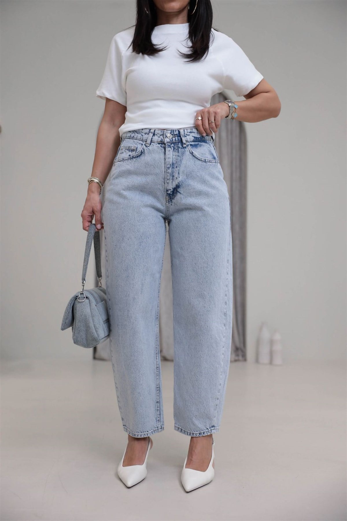 993 Rahat Kesim Barel Jean Pantolon BUZ MAVİ