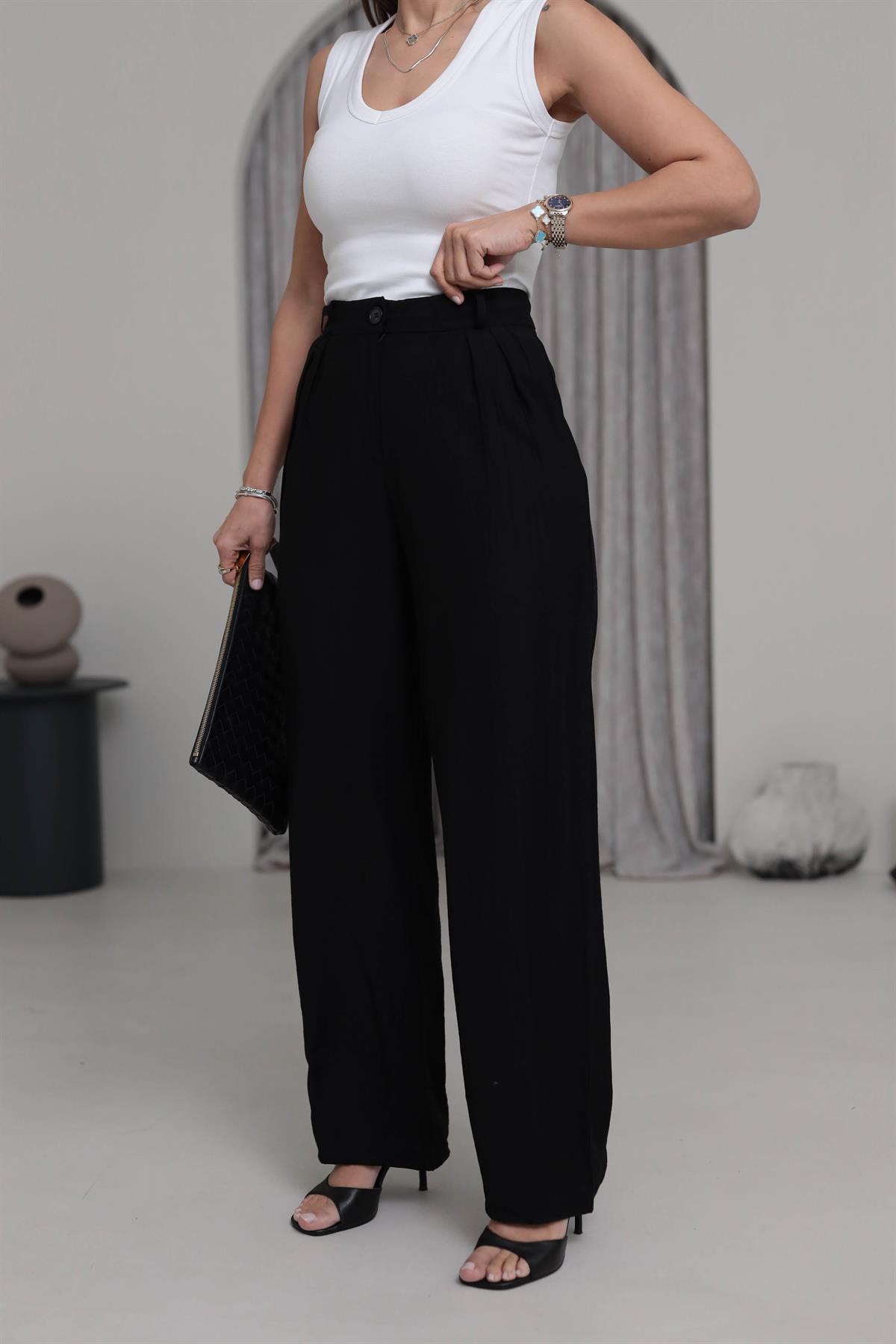 0115 Aerobin Palazzo Pantolon SİYAH