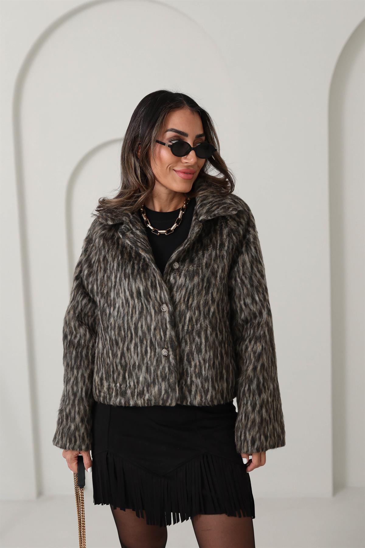 6206 Massi Model Leopar Kaşe Ceket LEOPAR