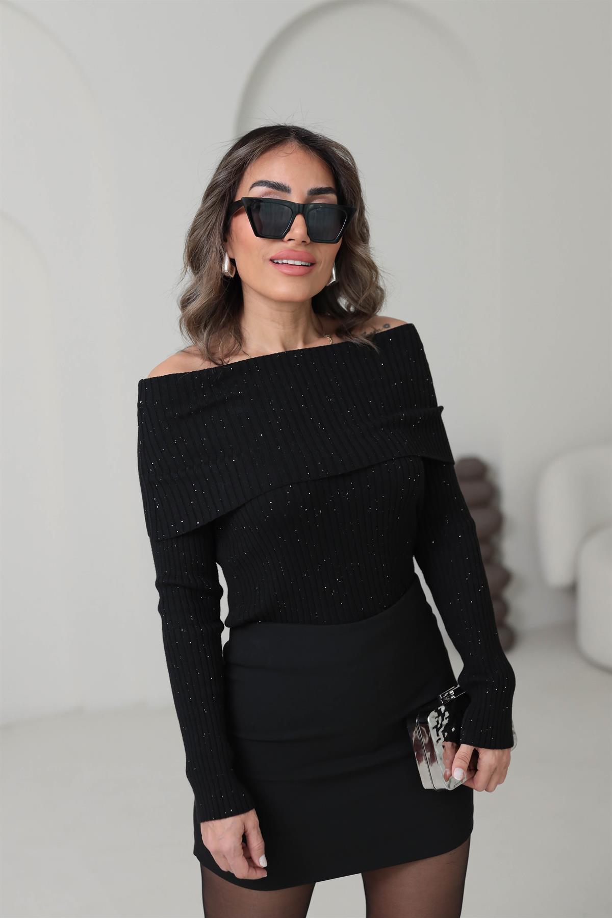 1314 Mini Kumaş Etek SİYAH