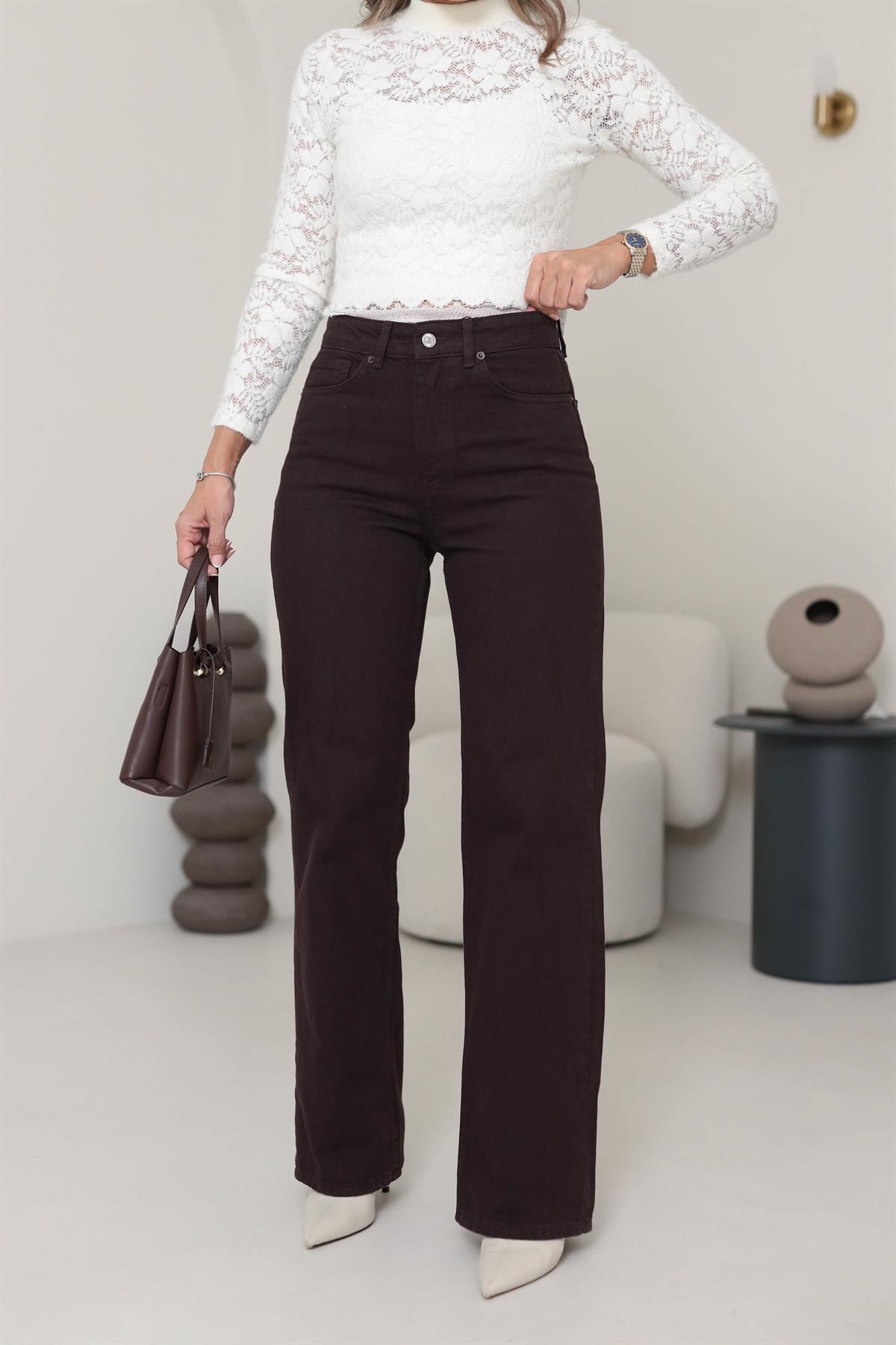 Za Yüksek Bel Palazzo Jean ACI KAHVE