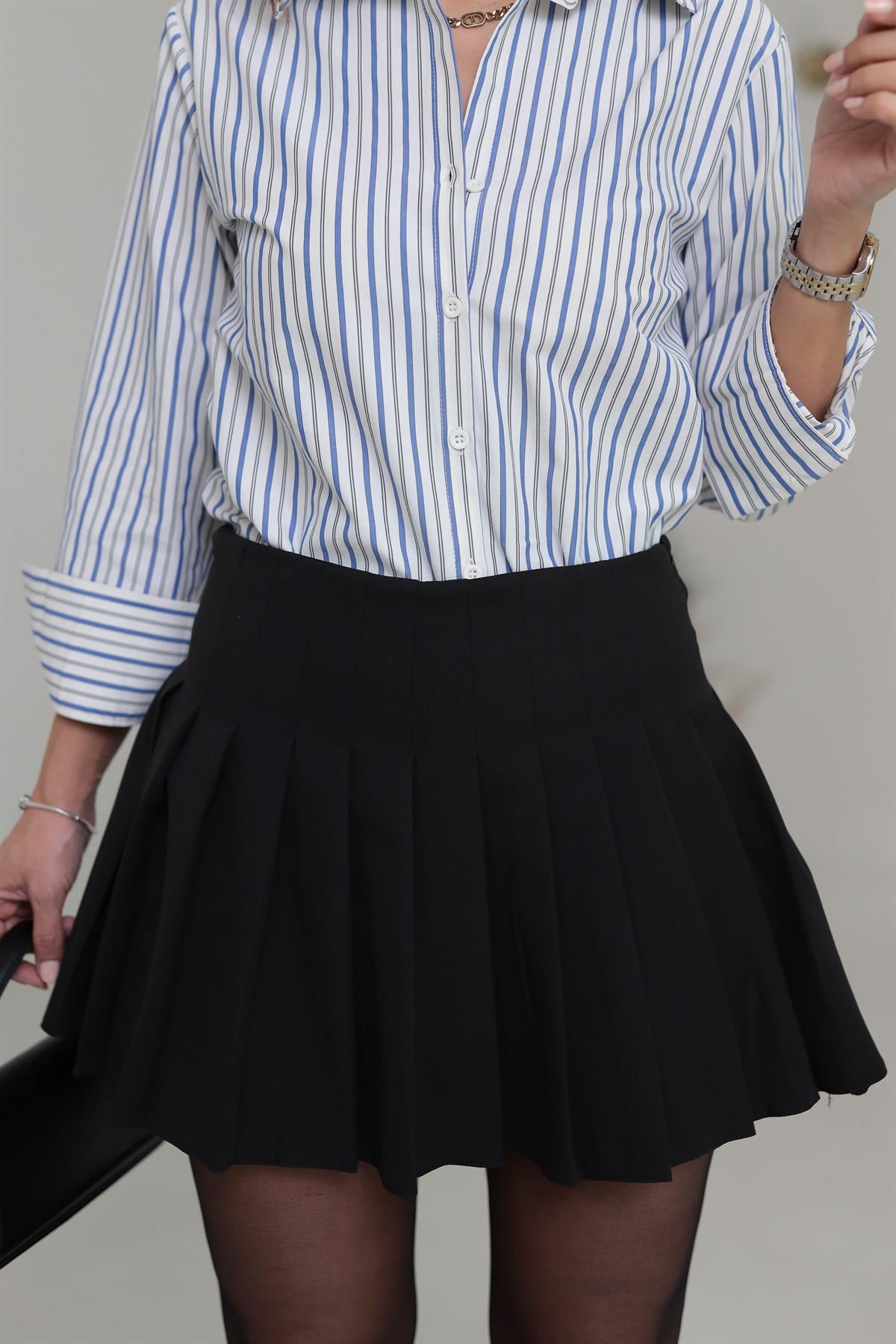 5683 Pliseli Şort Etek SİYAH