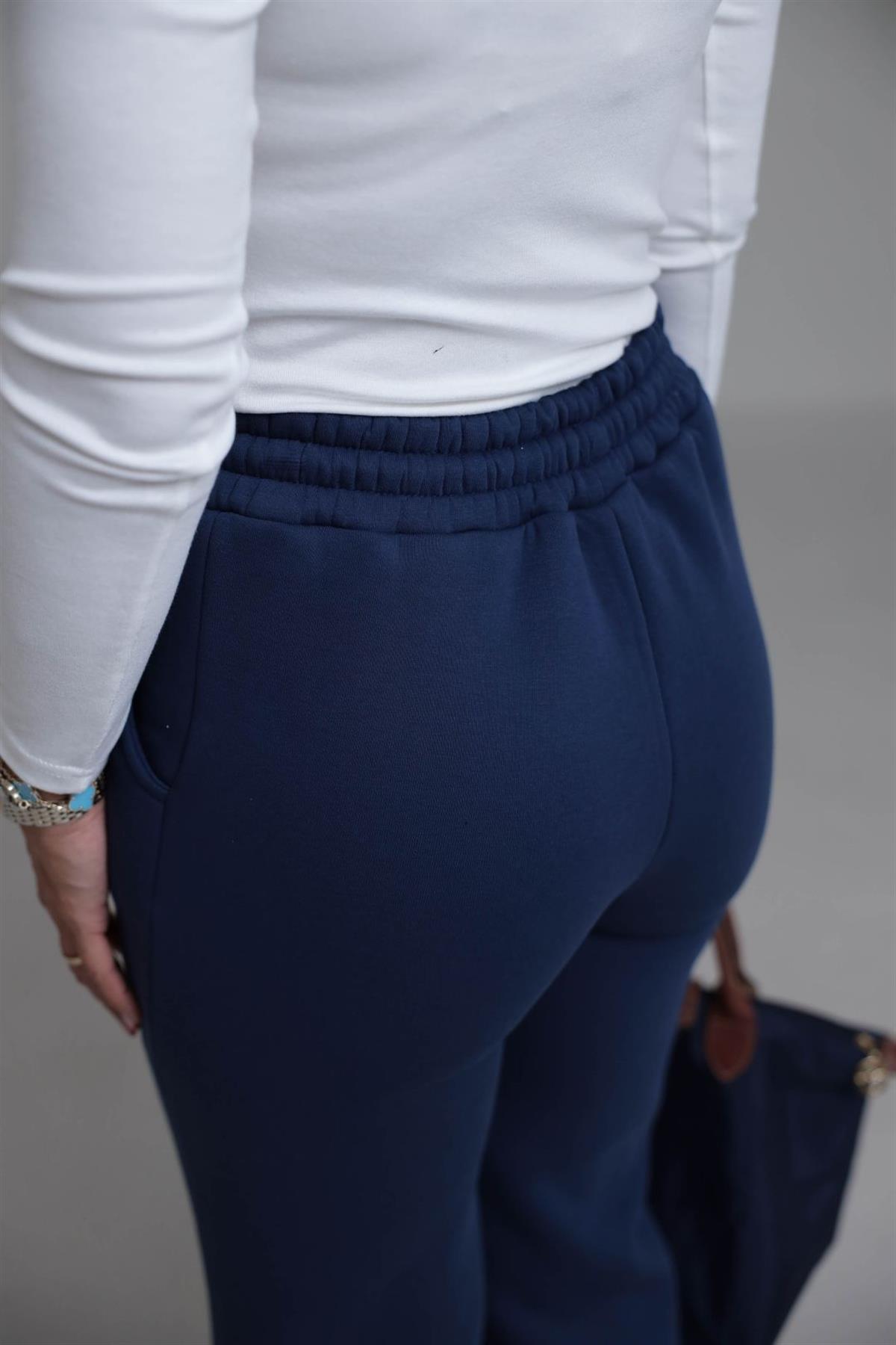 0015 Palazzo 3 İplik Şardonlu Eşofman Altı LACİVERT