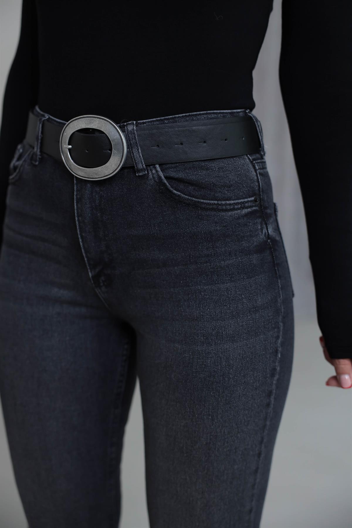 2559 Metal Oval Tokalı Kemer SİYAH