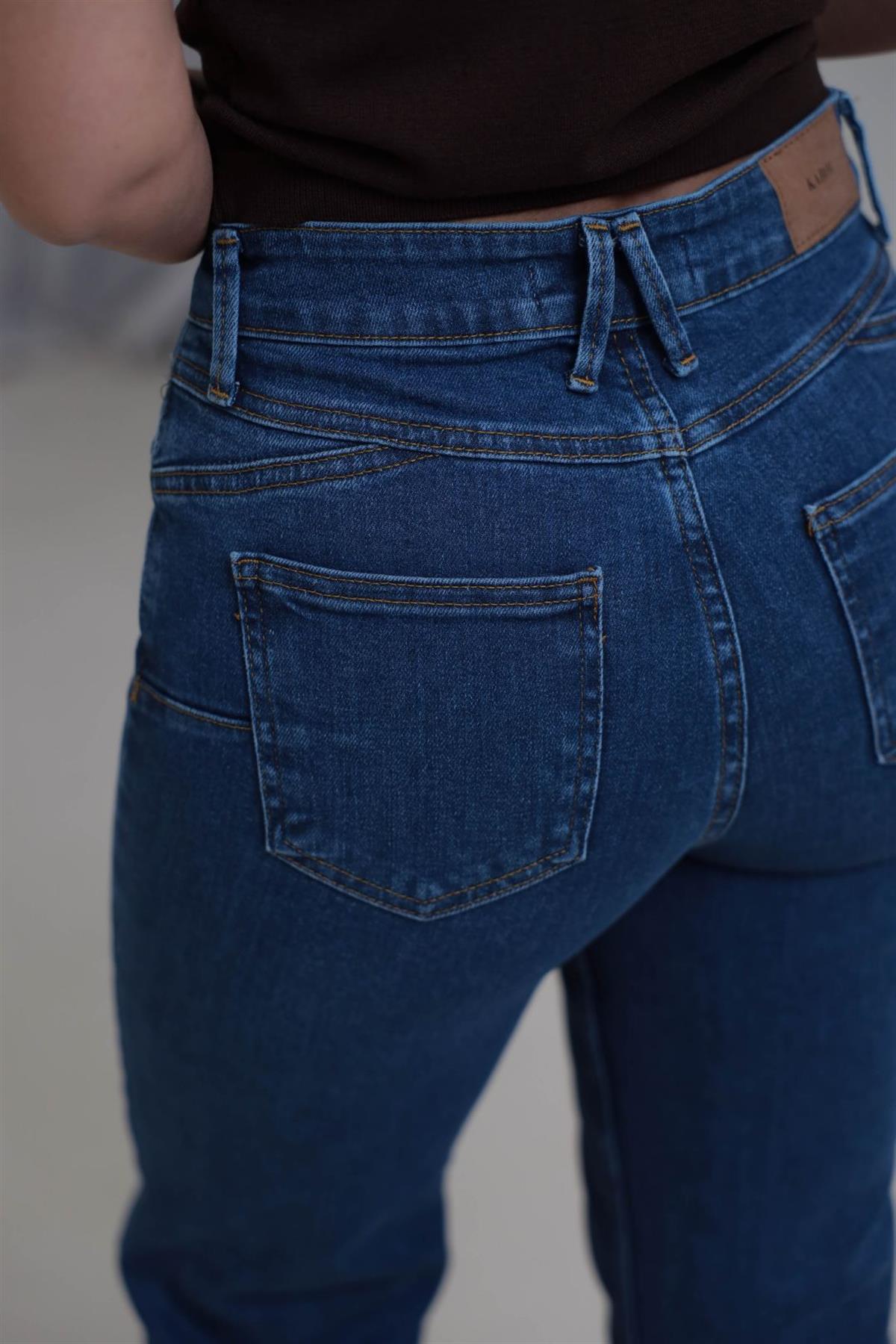 6695 Push-Up İspanyol Paça Jean MAVİ