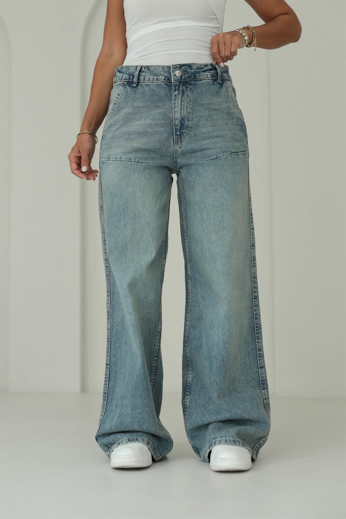 Eskitmeli Baggy Jean MAVİ