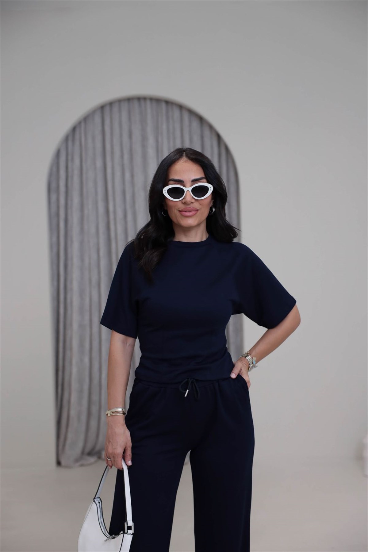 Bisiklet Yaka Kısa Reglan Kol Modal Takım LACİVERT