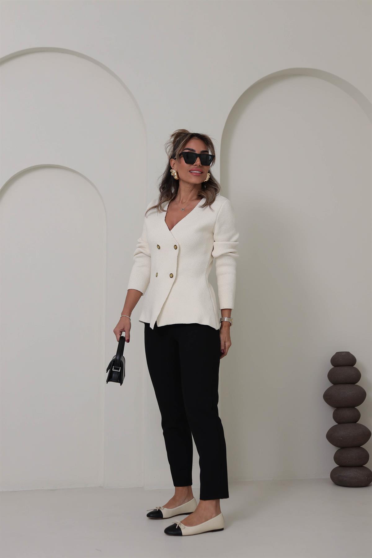 4417 Çelik Triko Hırka EKRU