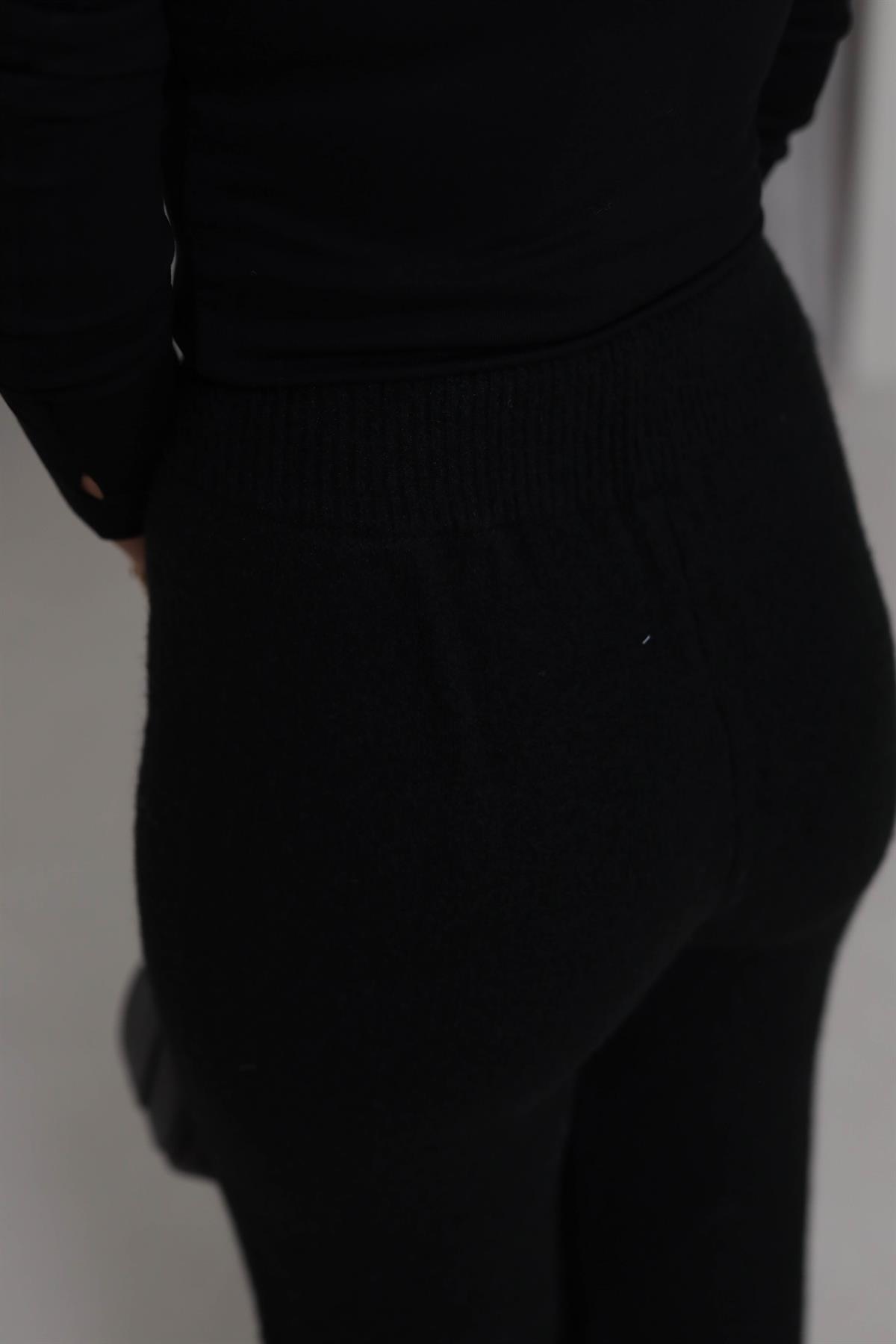 5051 Bağcıklı Triko Pantolon SİYAH