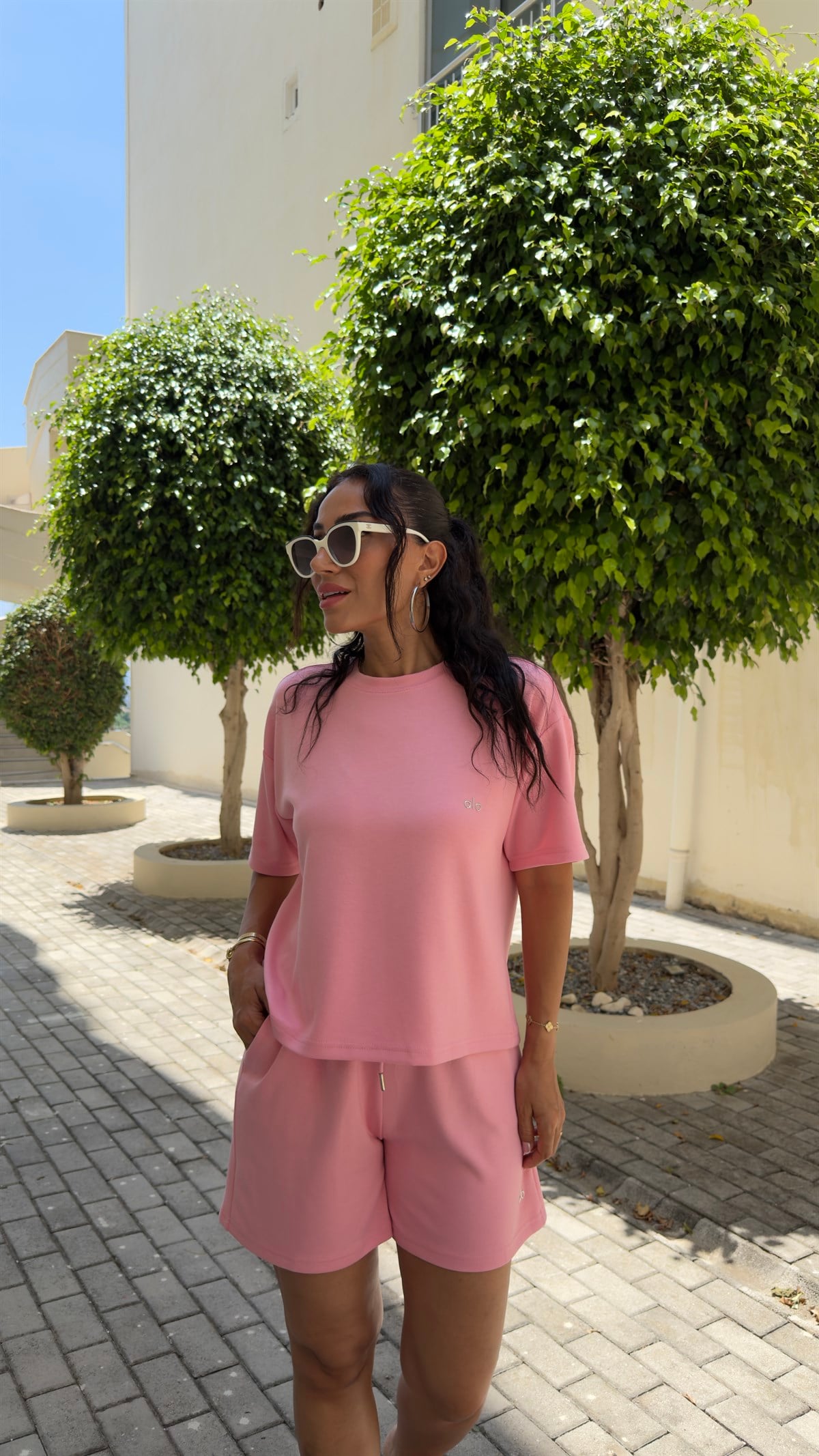 1024Y Gümüş Yazılı Modal Şortlu Takım PEMBE