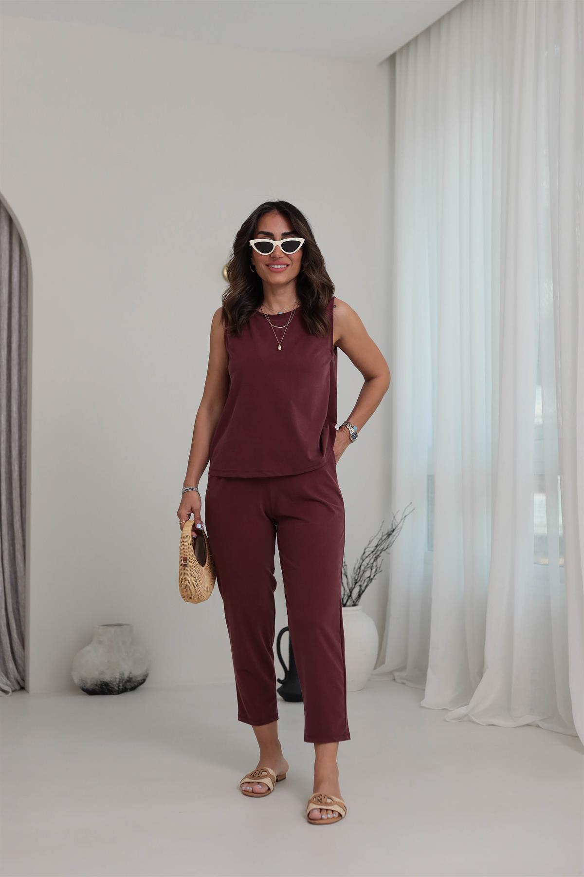 4747 Sıfır Kol Pike Modal Takım BORDO