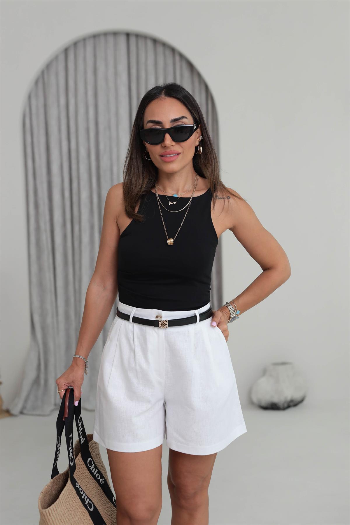 1943 Halter Yaka Kalın Askılı Pamuklu Atlet SİYAH