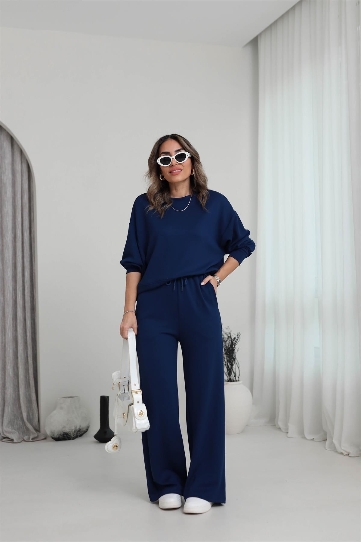 Bisiklet Yaka Modal Kumaş Takım LACİVERT