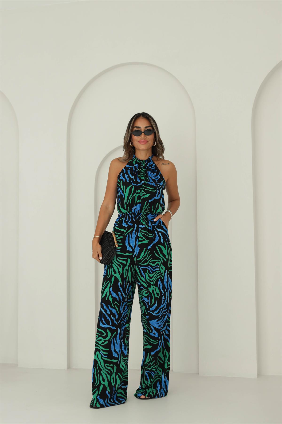 9187 Desenli Beli Lastikli Tulum