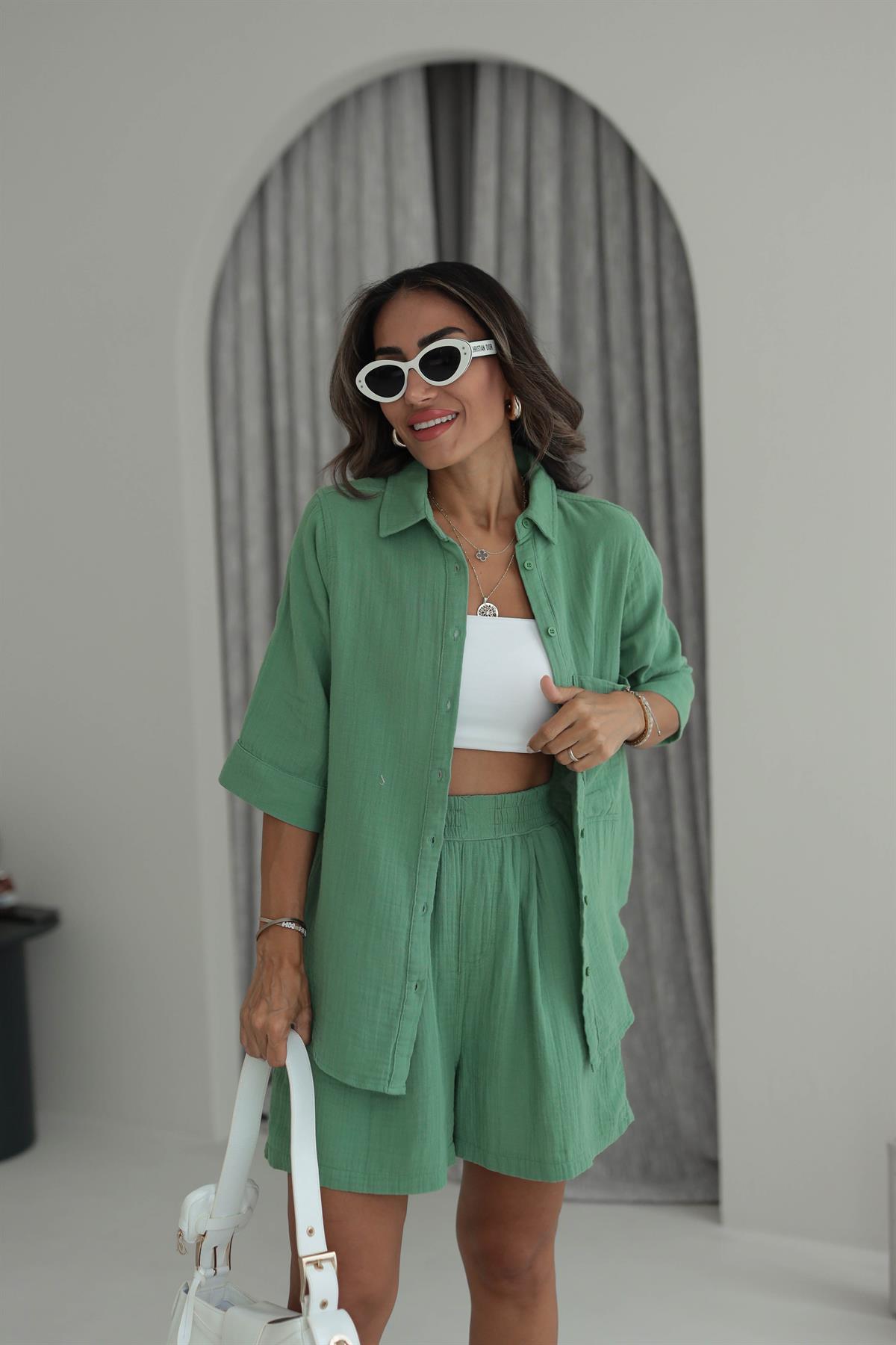 4965 Müslin Gömlek & Şort Takım