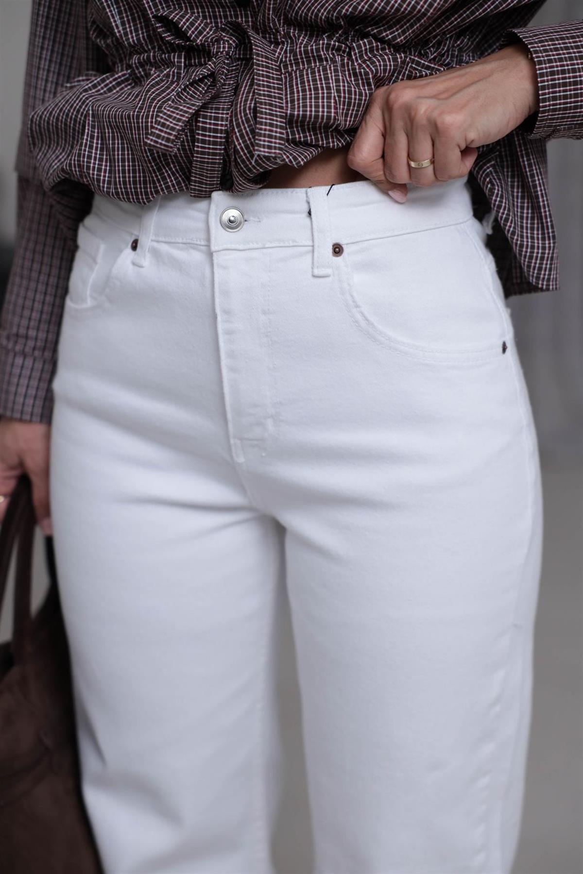 Yüksek Bel Wide Leg Jean BEYAZ