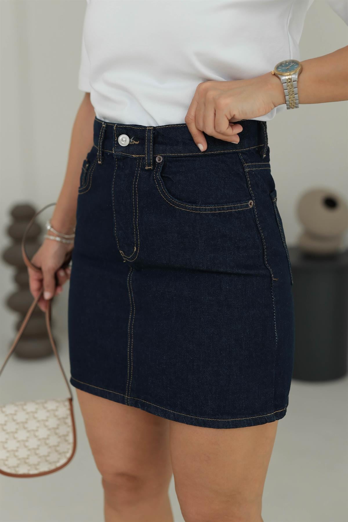 Mini Kot Etek LACİVERT